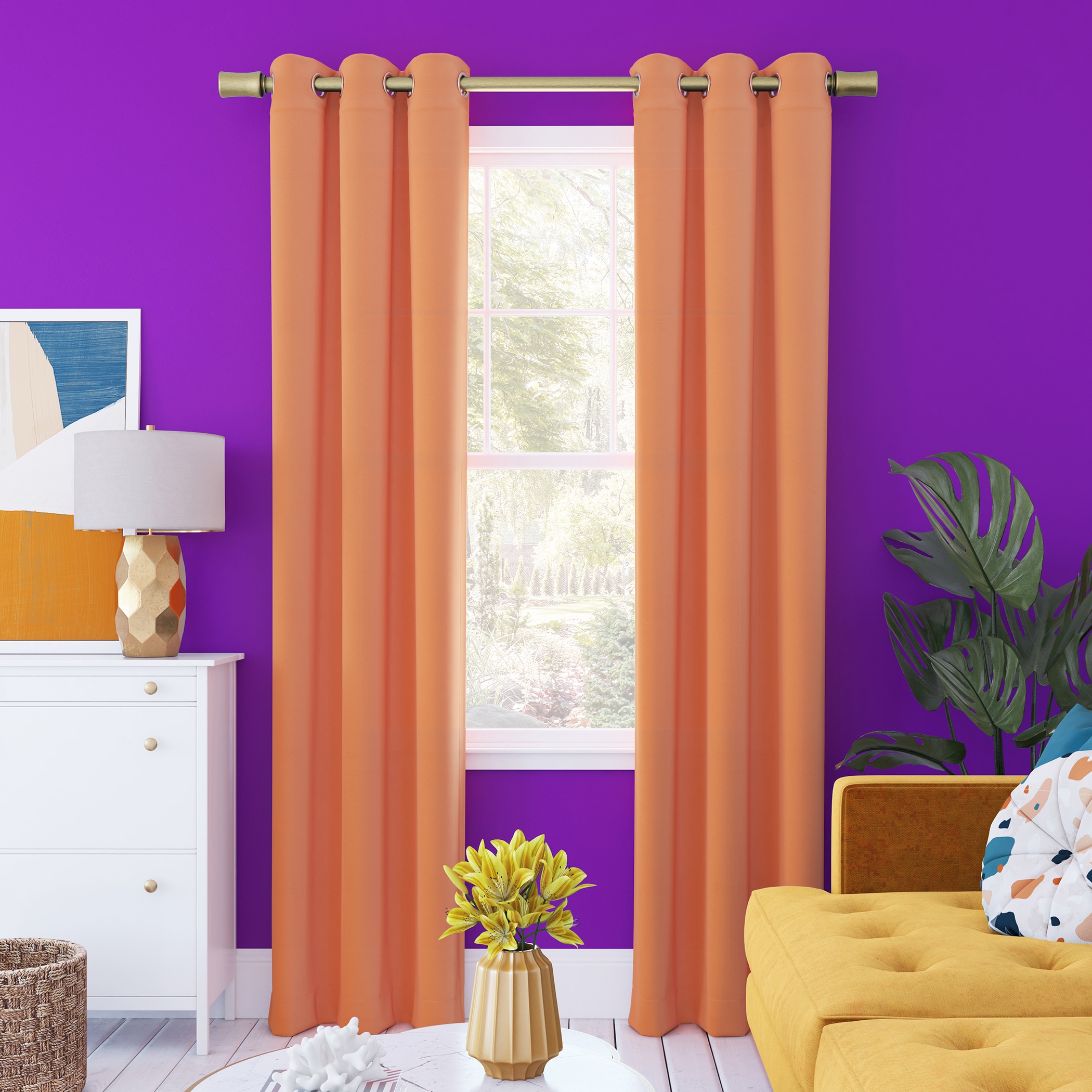 Sun Zero 58178 96-Inches Orange Blackout Grommet Single curtain panel
