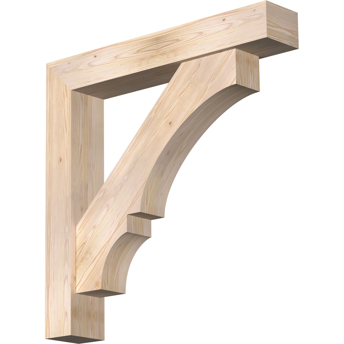 Ekena Millwork 1462203 Balboa Block Smooth Bracket with Offset Brace Douglas Fir Wood Standard Bracket