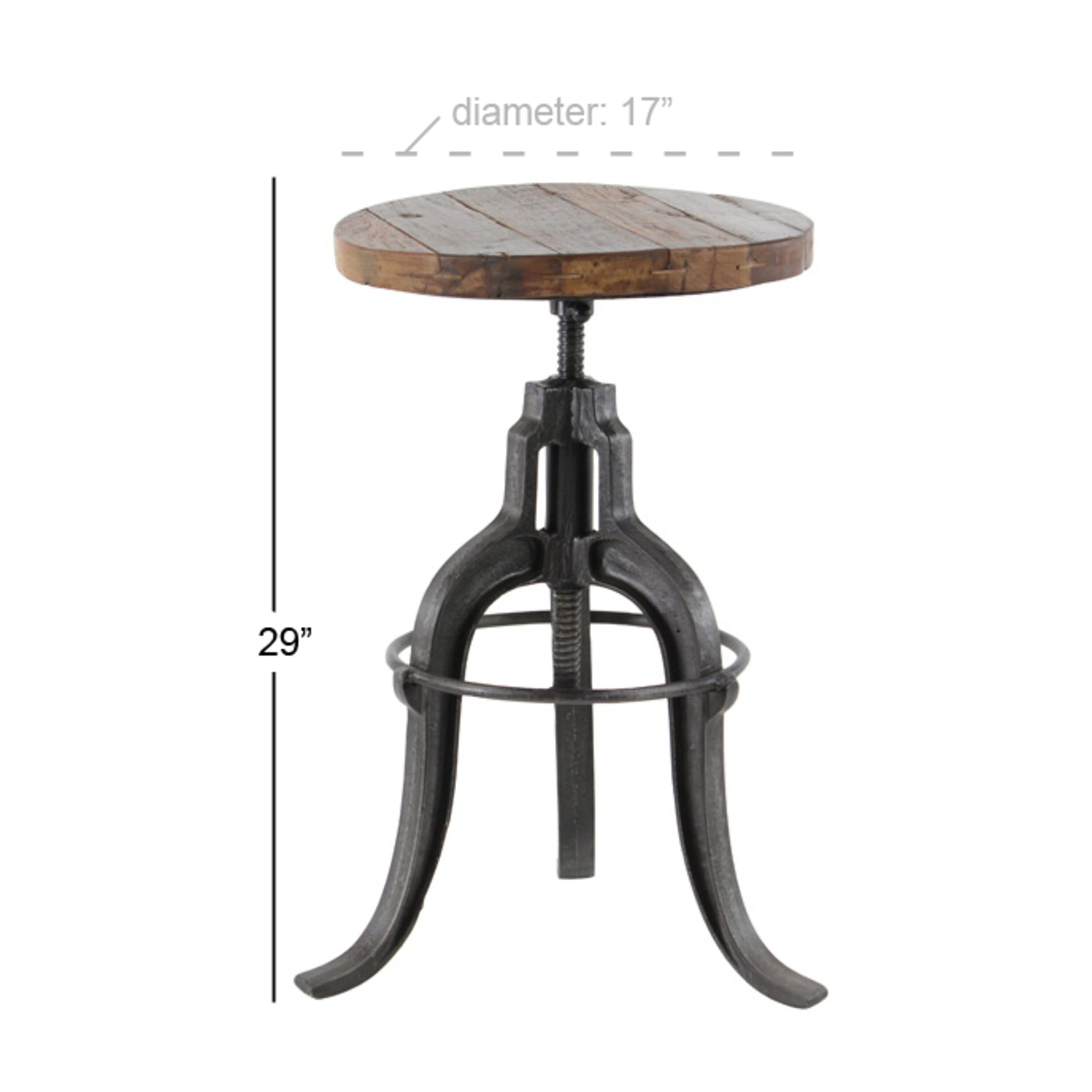 Round Reclaimed Wood Industrial Dining Height Stool
