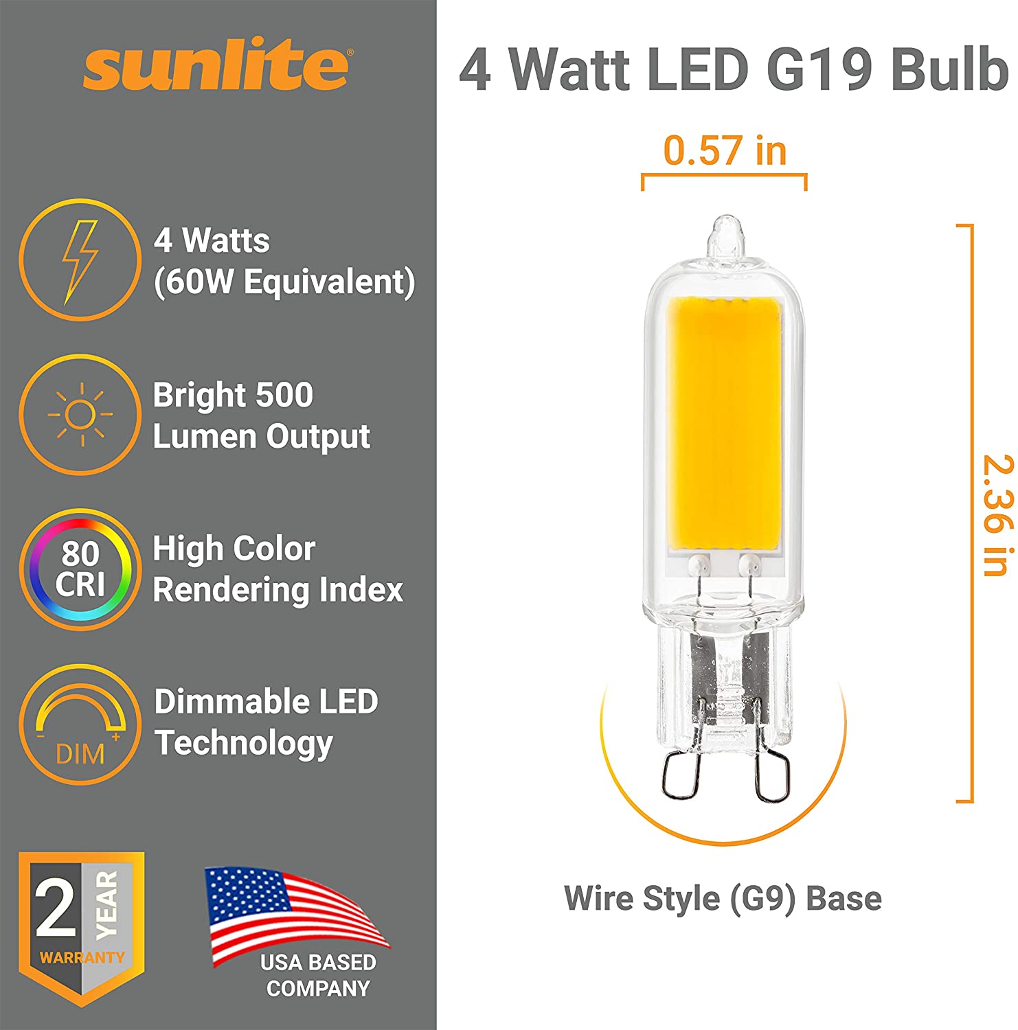 Sunlite 60-Watt EQ Warm White G9 Pin Base Dimmable LED Light Bulb (6-Pack) in the LED Light Bulbs department at Lowes.com