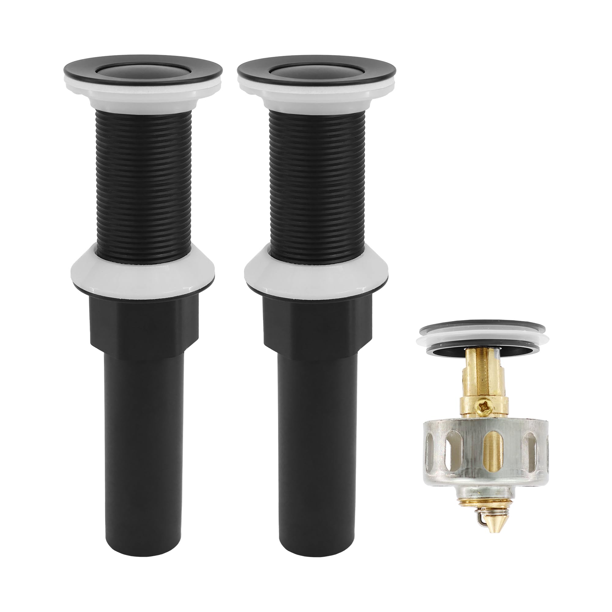 LILILIAN FMY  Bathroom Sink Drain Matte Black Pop Up Drain Assembly with Detachable Strainer Basket and Stainless Steel Nut Without Overflow