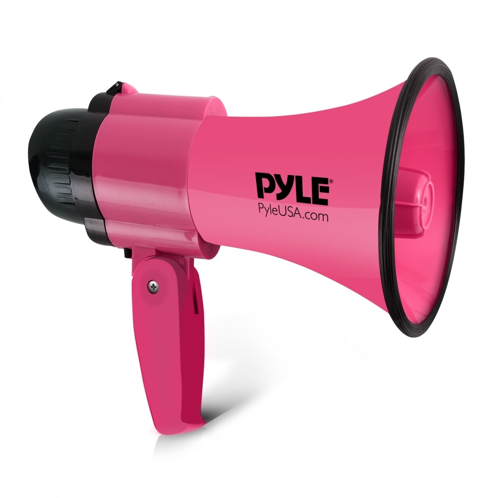 Pyle  30Watt Portable Megaphone with Siren Adjustable Volume Lightweight Battery Operated Pink Bullhorn