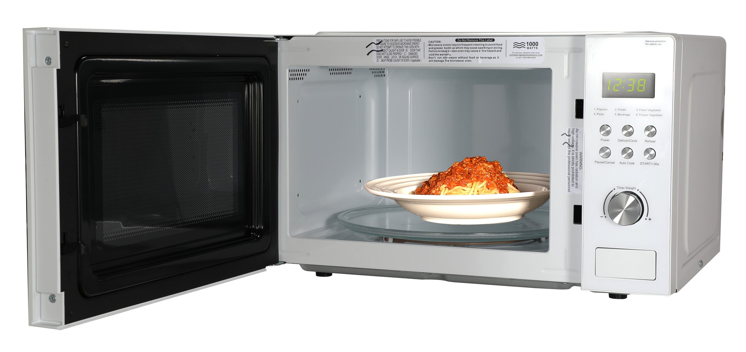 Emerson Medium White Countertop Microwave with Rotary Dial