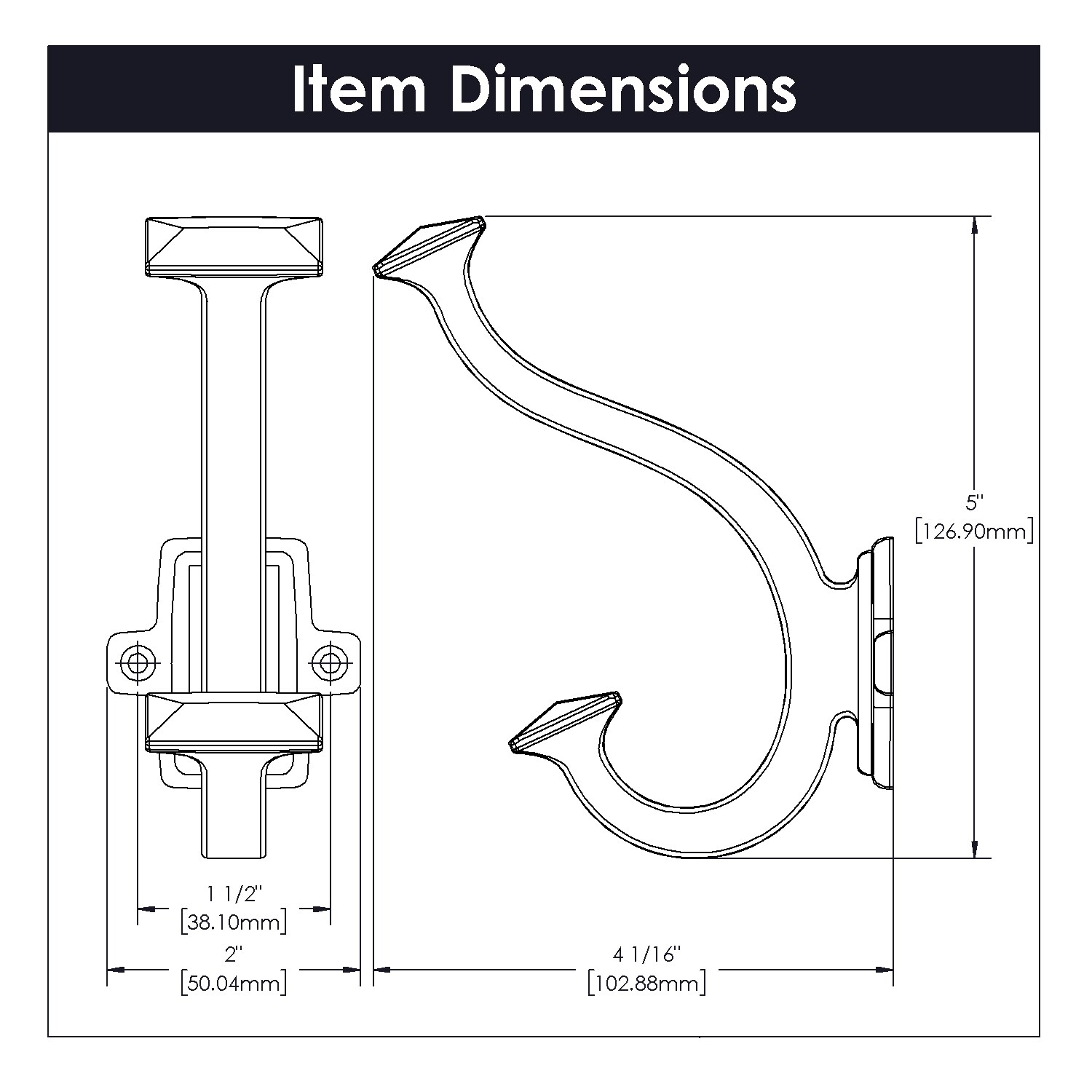 Large Oil-Rubbed Bronze Double Wall Hook