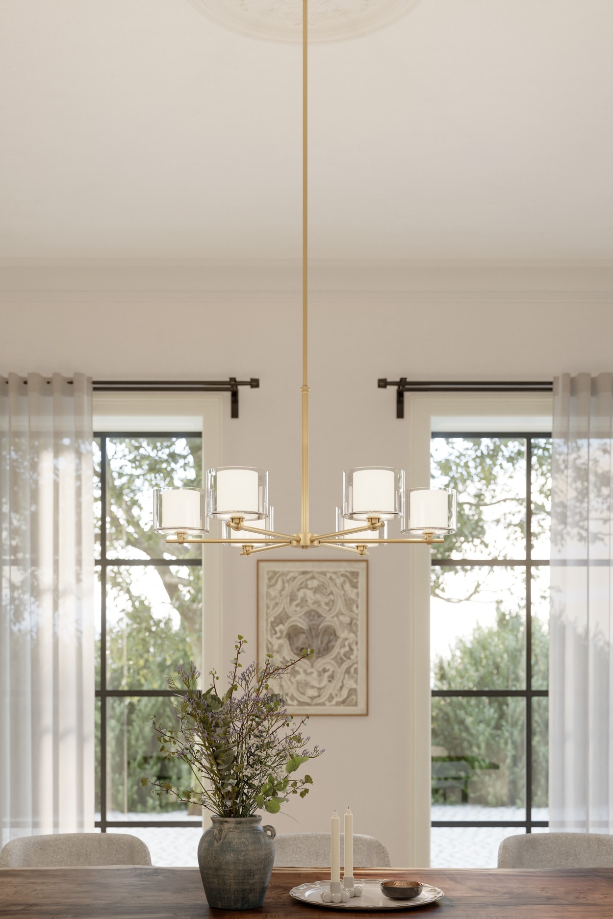 Minka Lavery Seville 6 -Light Satin Brass Clear glass Steel Chandelier