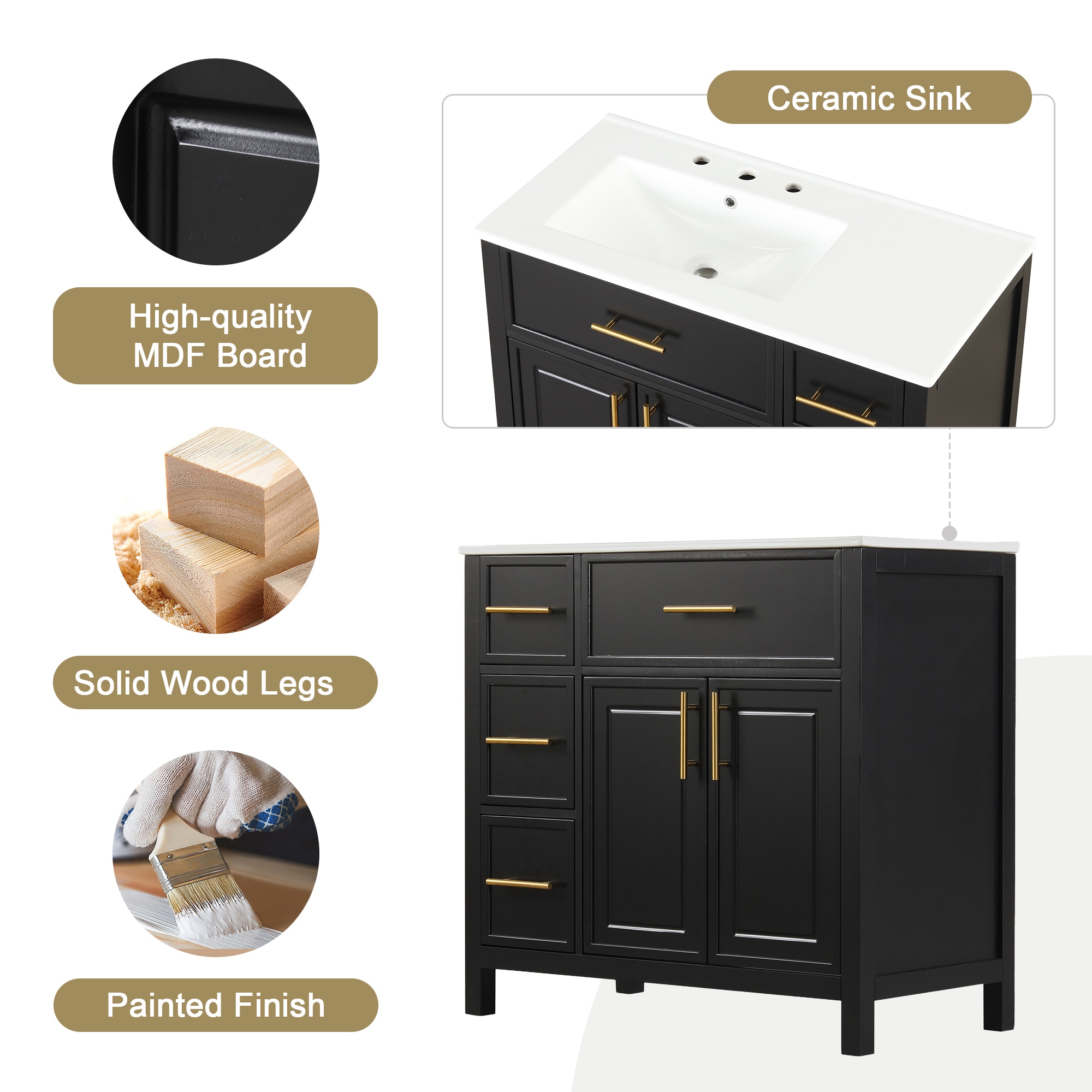 WELLFOR NIE-M5TP981 Bath-Vanity-Combo - View #4