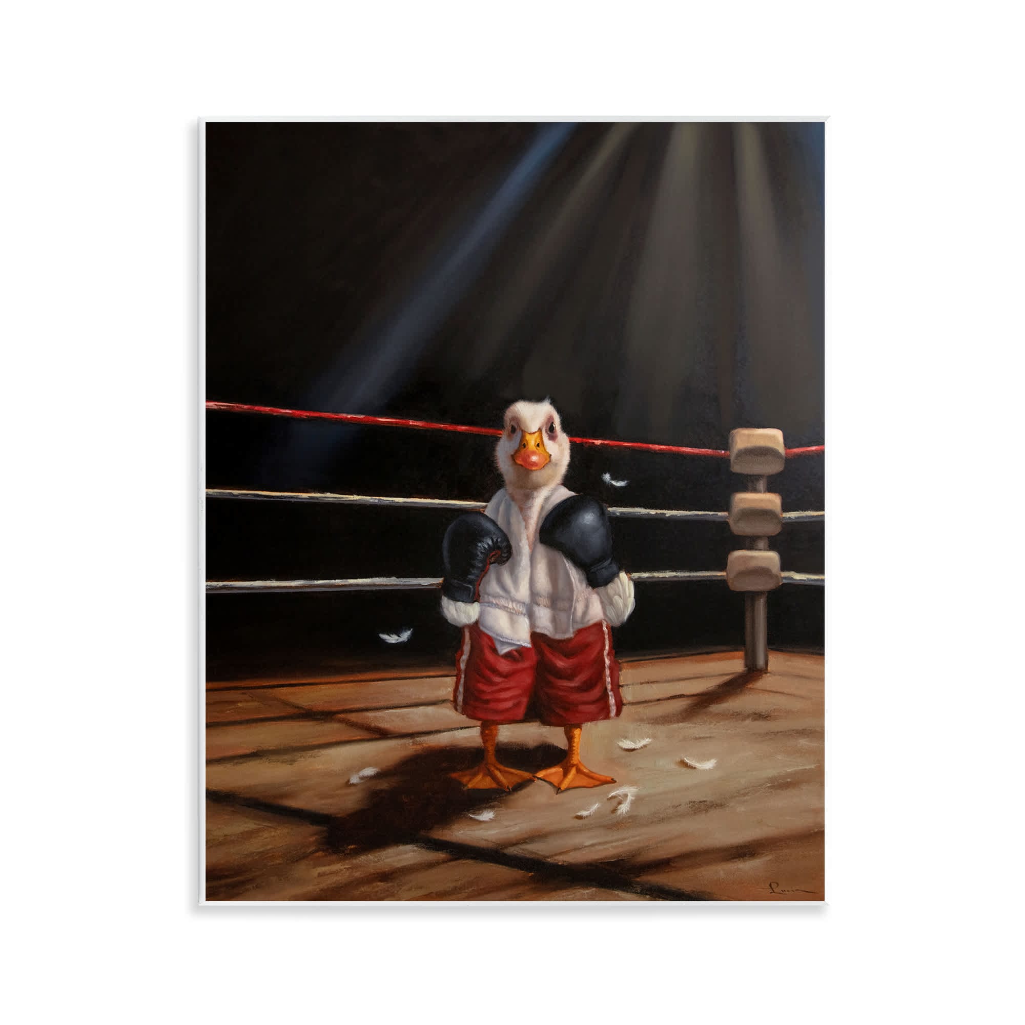 Stupell Industries BS-779-WD-11X14 Duck in Boxing Ring Wall Plaque design by Lucia Heffernan