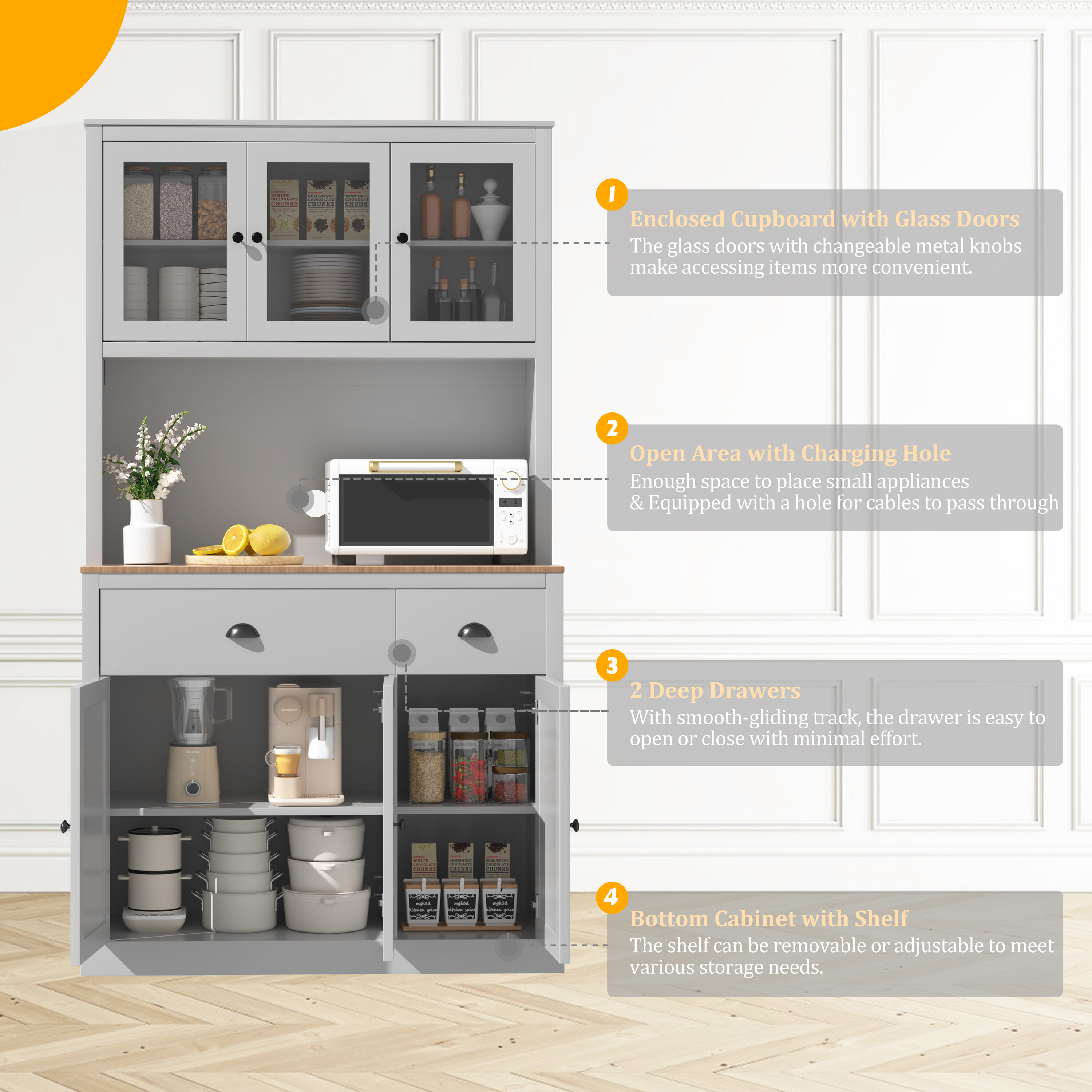 VEIKOUS HP0405-03GY Dining-Kitchen-Storarge - View #4