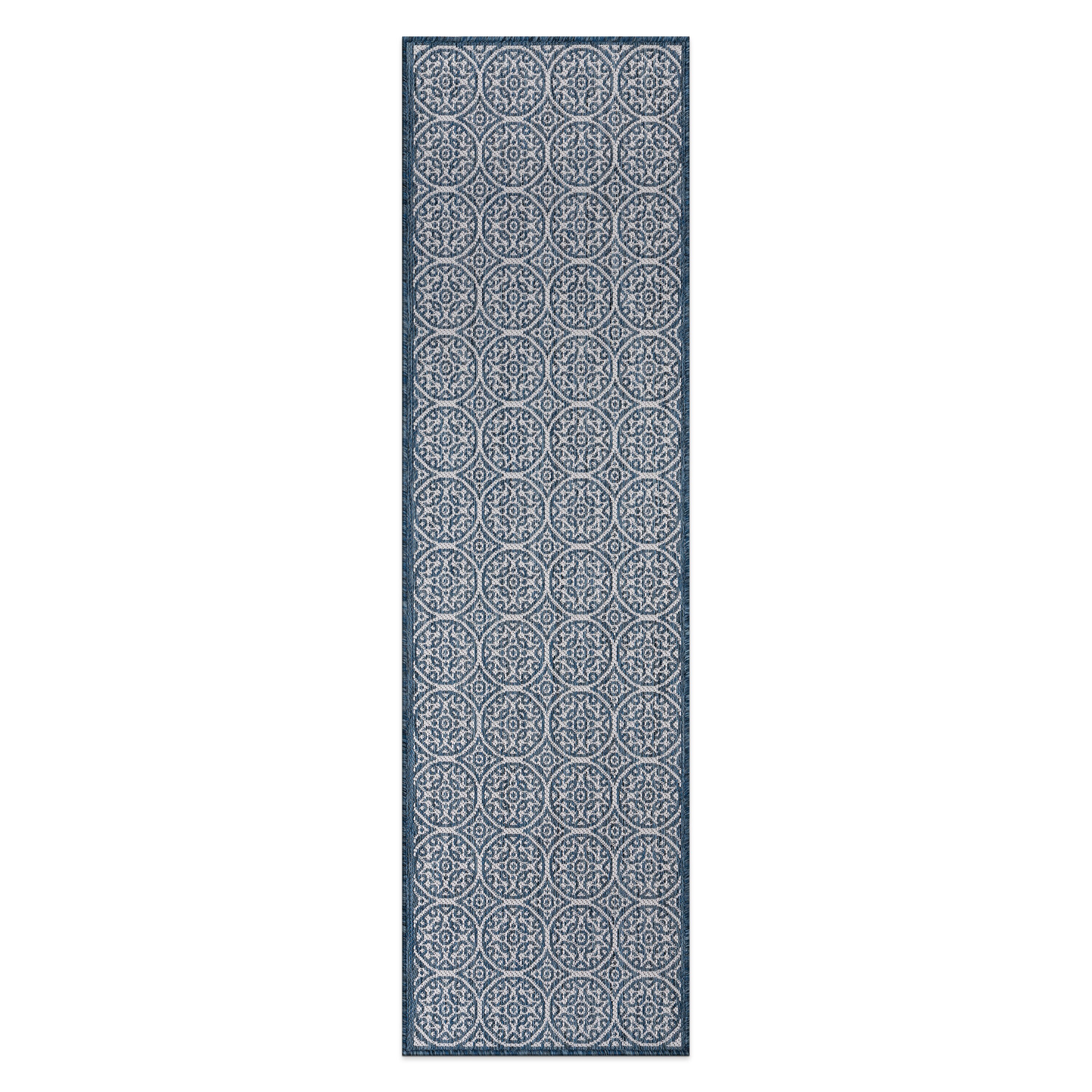 World Rug Gallery 121NAVY2X7 Summer 2 x 7 (ft) Loomed Polypropylene Navy Rectangular Indoor/Outdoor Floral/Botanical Mid-Century Modern Area rug