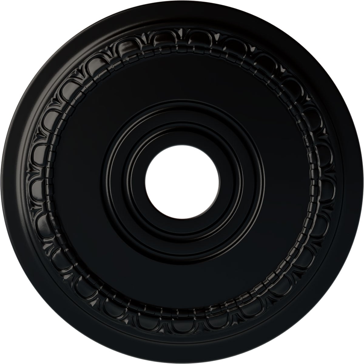 Ekena Millwork CM17MUBLF Munich 17.5-in W x 17.5-in L Painted Jet Black Polyurethane Whole Ceiling Medallion