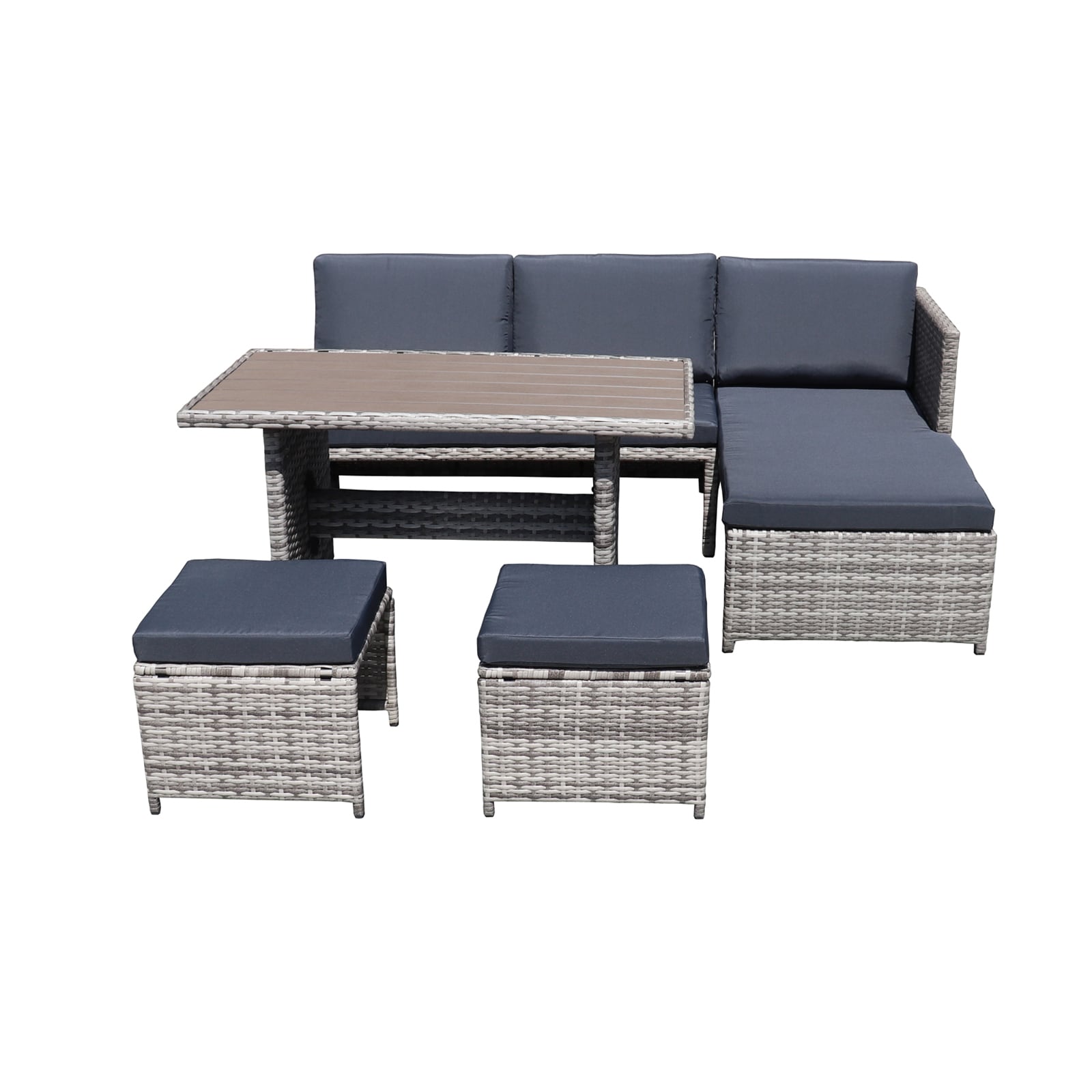 Flynama YC-V-DS-0009A 5-Piece Rattan Patio Conversation Set with Gray Cushions