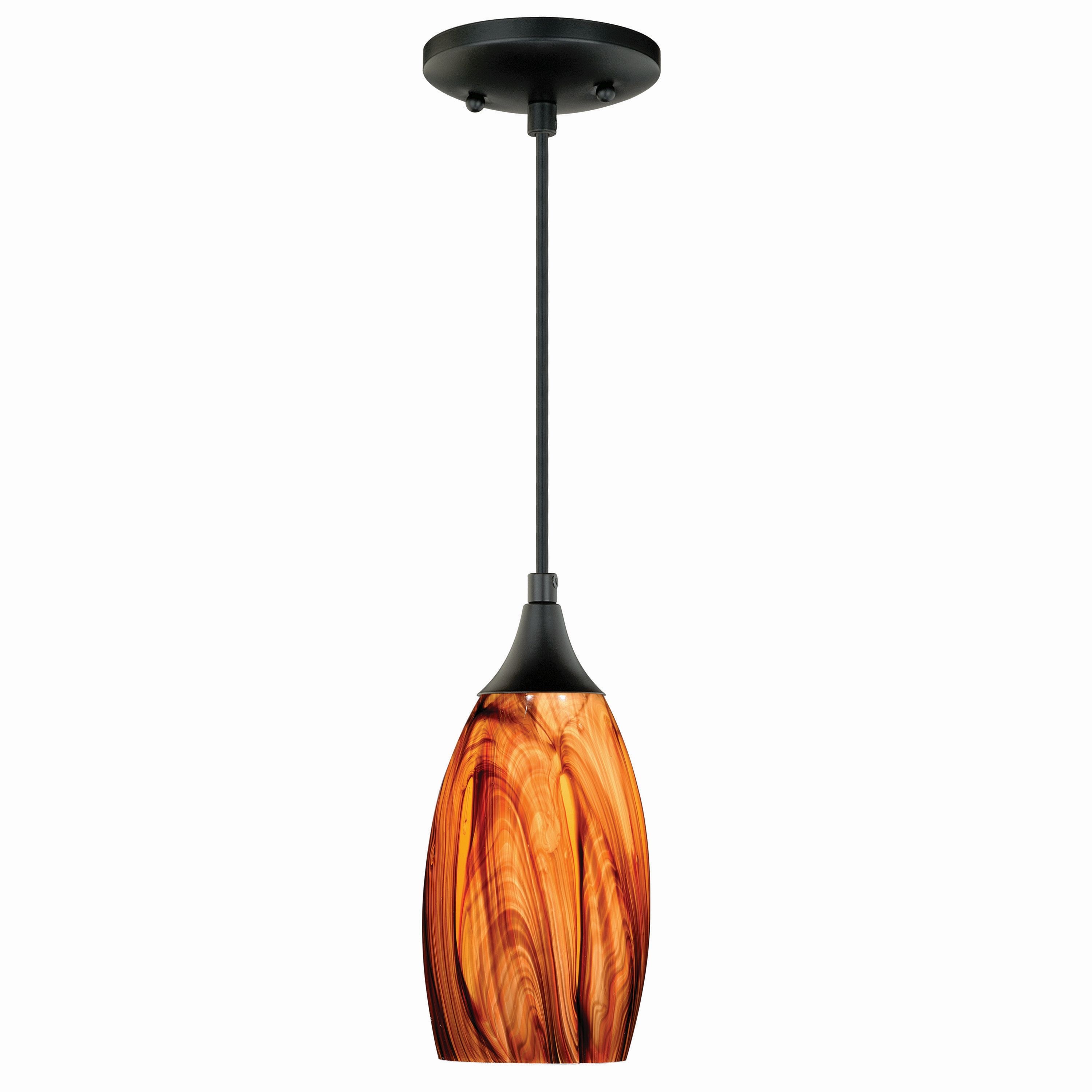 Cascadia P0177 Milano Oil Rubbed Bronze Transitional Art glass Bell Mini Hanging Pendant light