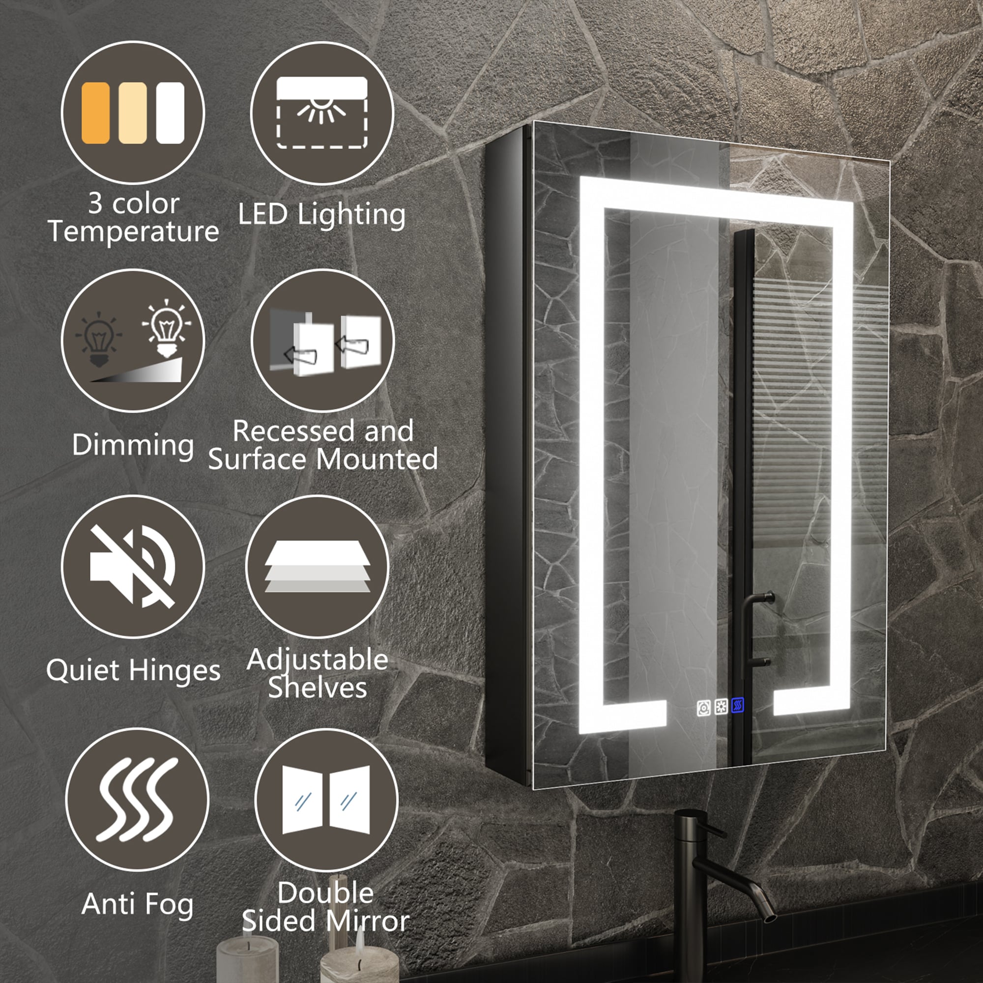 ExBrite EBMC2030V3LB Bathroom-Medicine-Cabinets - View #3