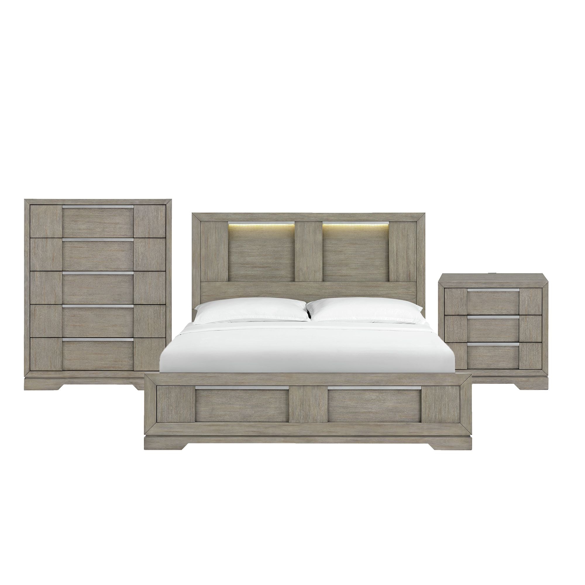 Picket House Furnishings B-9770-3-KBL-3PC Argo Grey King Bedroom Set
