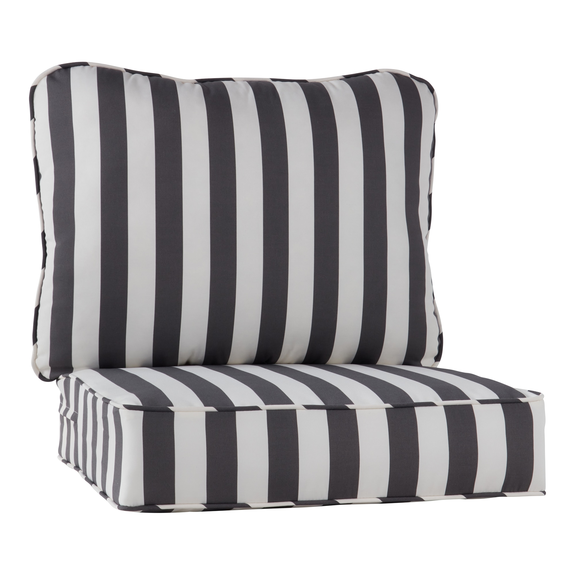 Greendale Home Fashions OC7825-CANOPY-GRAY 24-in x 24-in 2 -Piece Canopy Stripe Gray Deep seat patio chair cushion