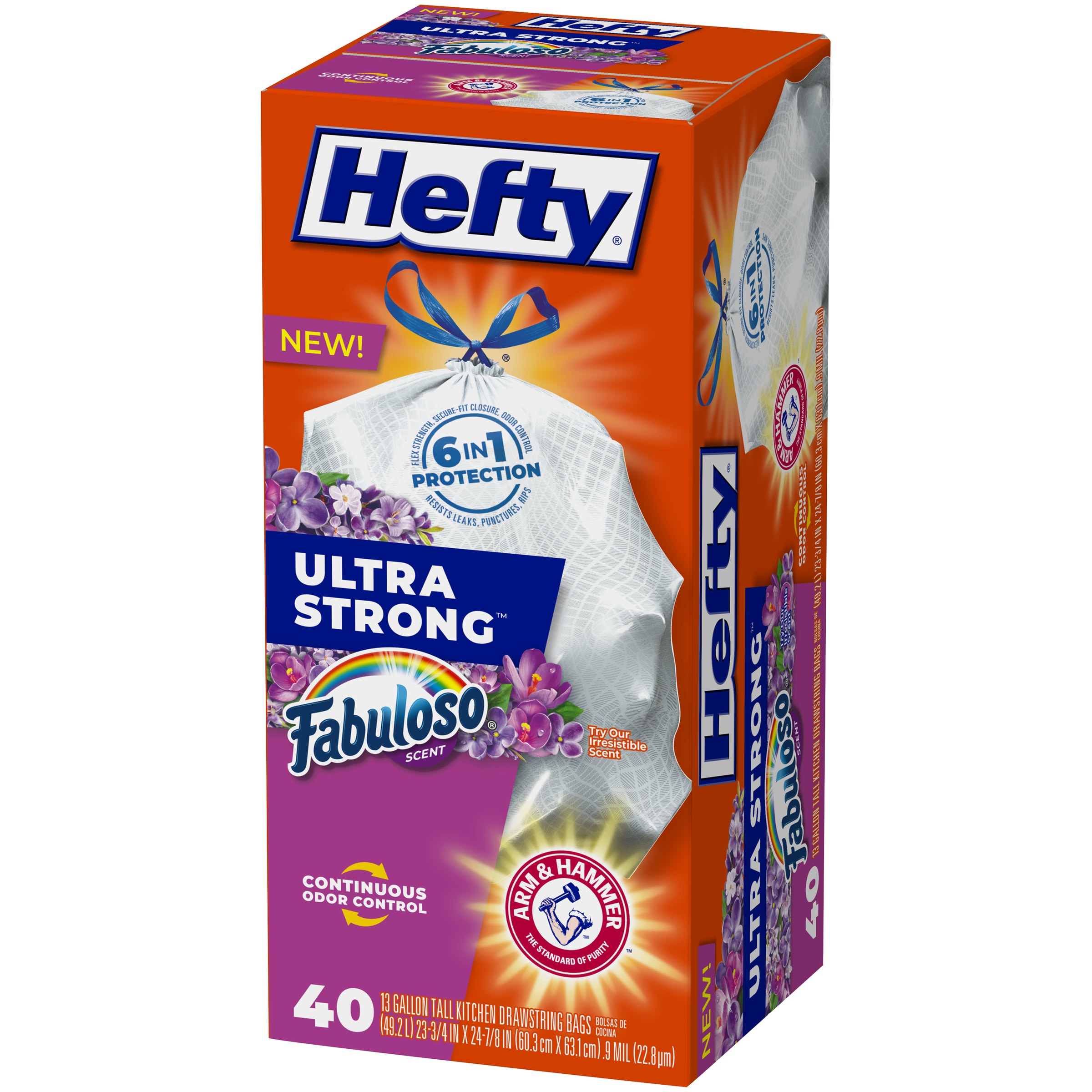 Hefty Small Garbage Bags, Drawstring, Fabuloso Scent, 4 Gallon, 20 Count
