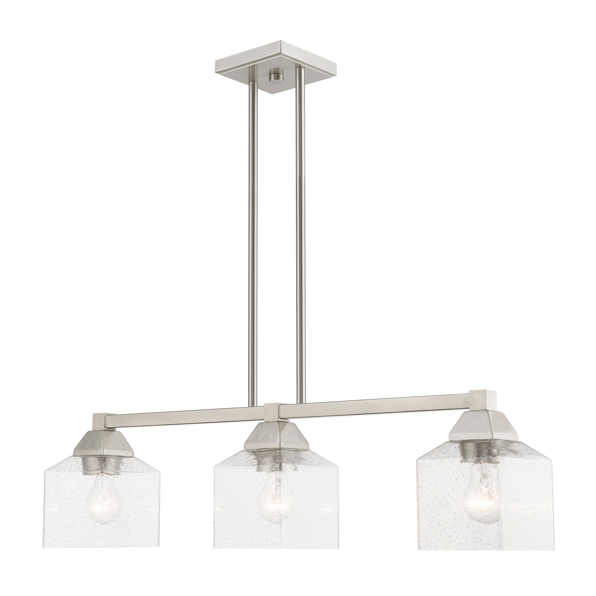 Aragon Brushed Nickel 3-Light Linear Chandelier with Clear Seeded Glass