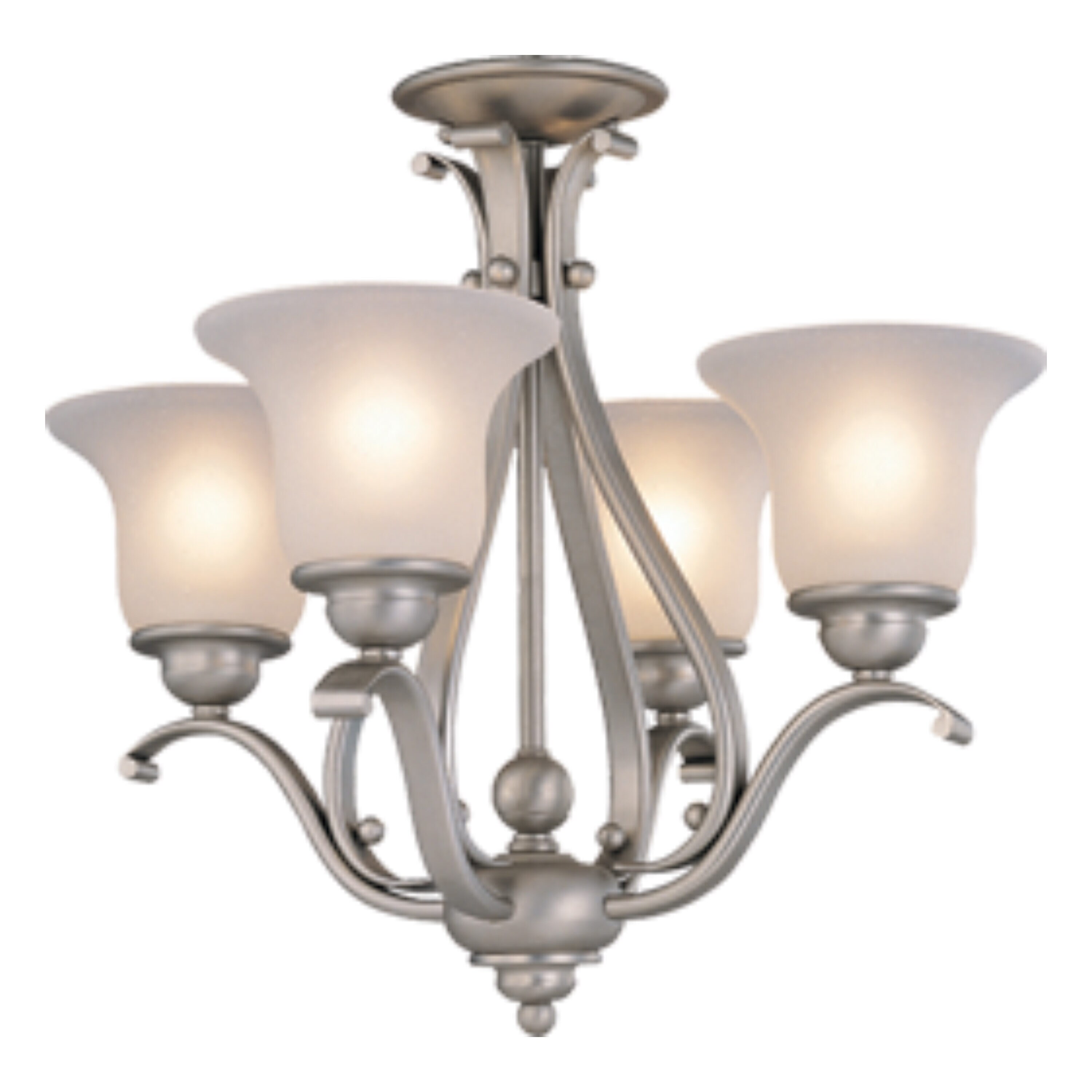Monrovia Brushed Nickel Mini Chandelier with White Frosted Glass
