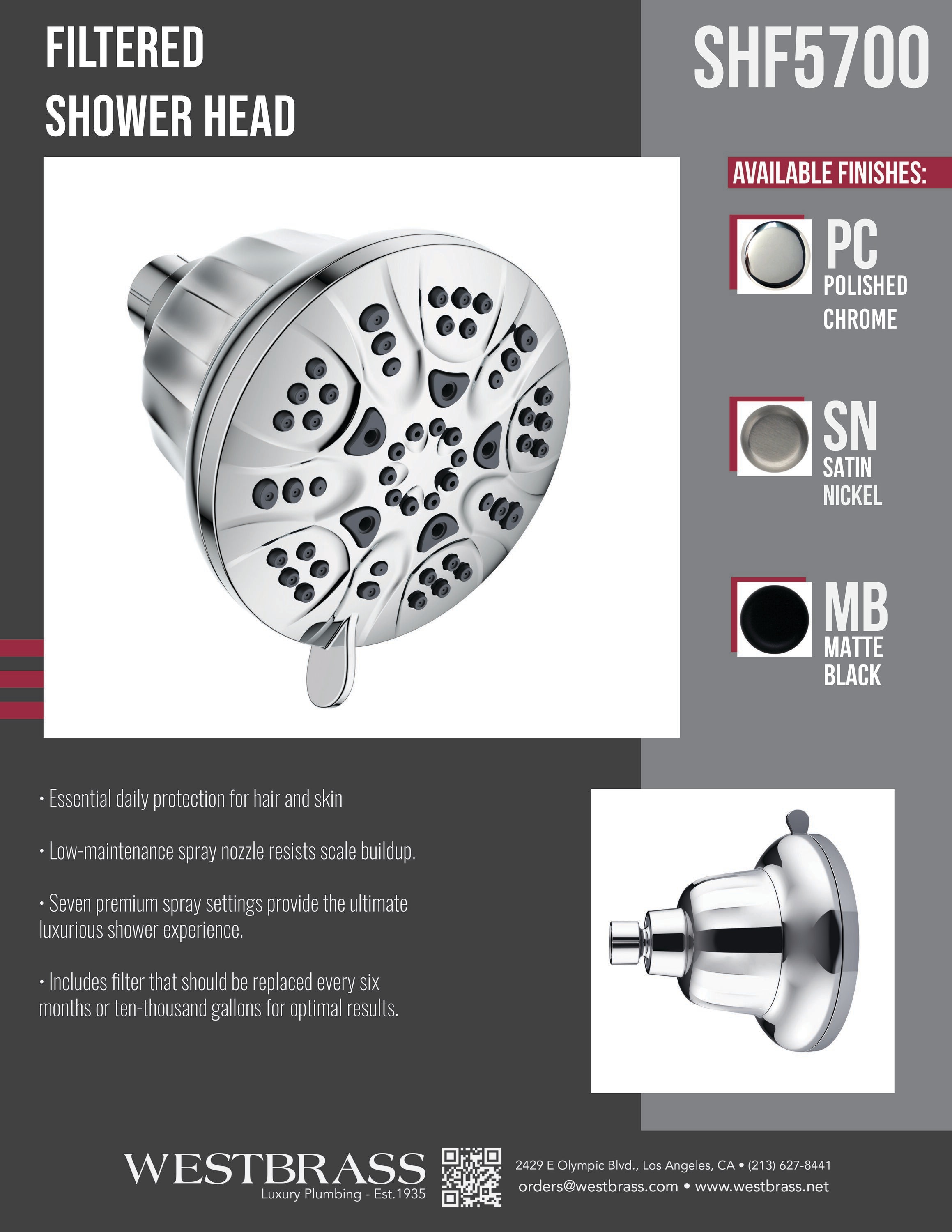 Westbrass SHF5700-07 Fixed-Showerhead - View #6