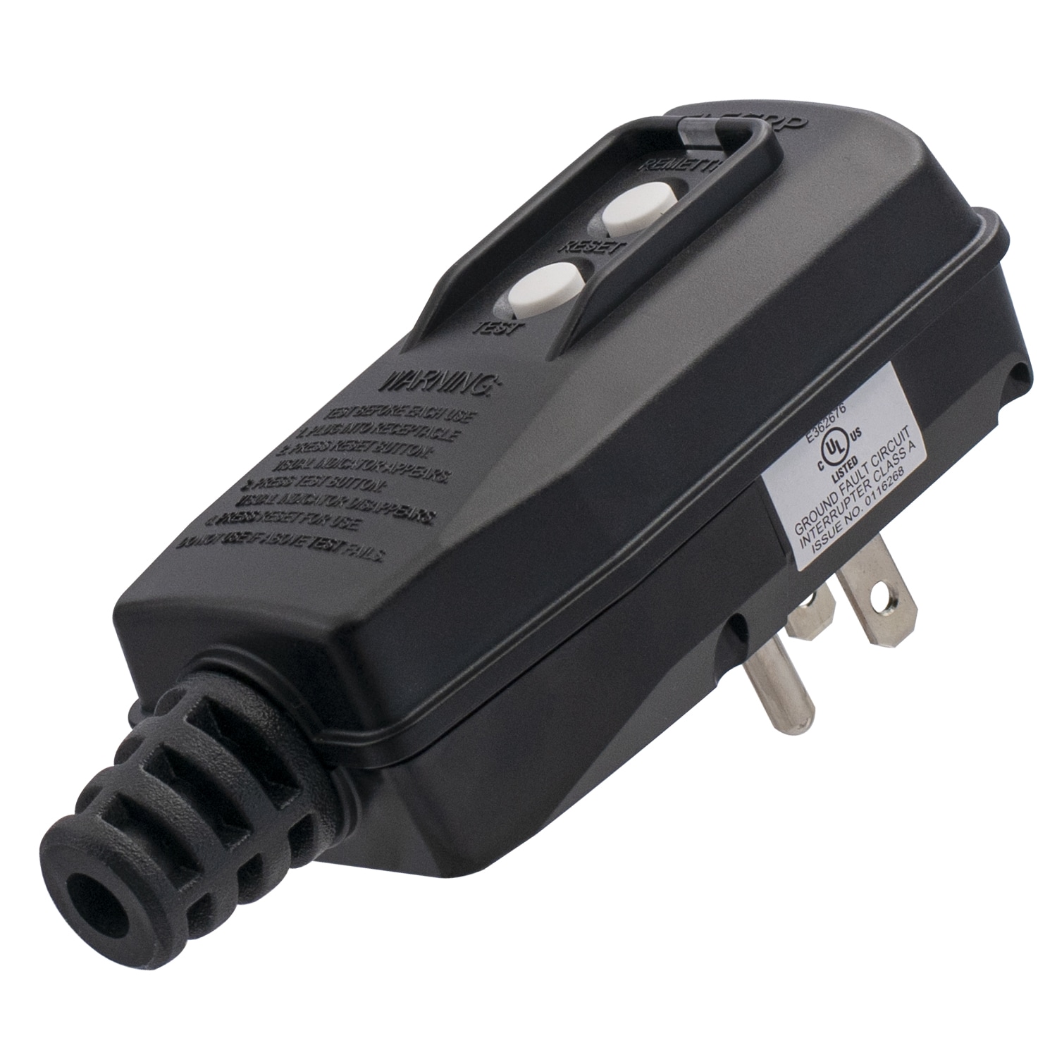 ELEGRP  G1215PM G20PMSR Patented Auto Monitoring GFCI Replacement Plug Assembly Manual Reset 15 Amp Grounded 3 Wires 3 Prongs for Power Tools Lawn Equipment etc UL Listed 1 Pack Black