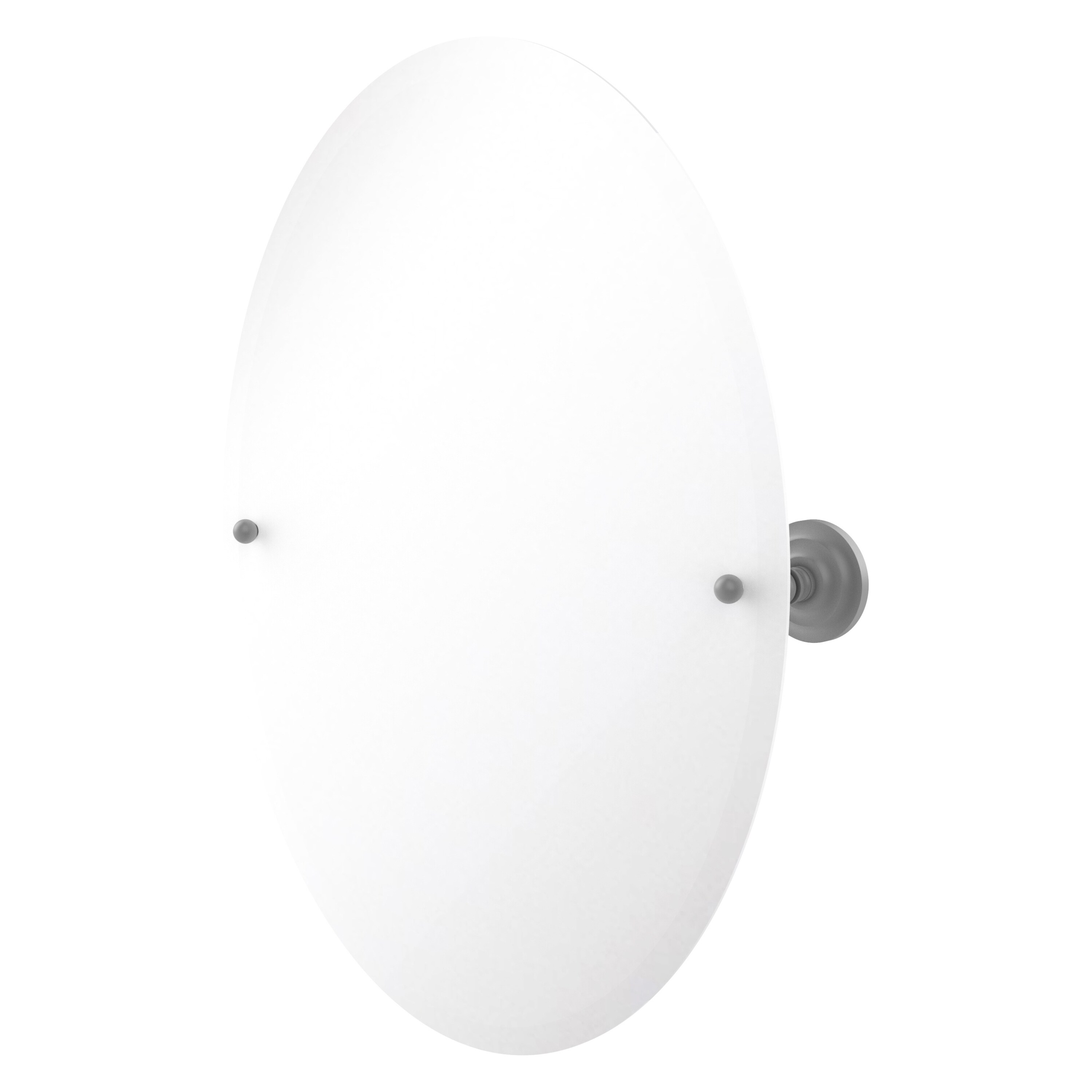 Allied Brass PQN-91-GYM Prestige Que New 21-Inches x 28-Inches Beveled Frameless Oval Tilting Bathroom Vanity Mirror ( Matte Gray )