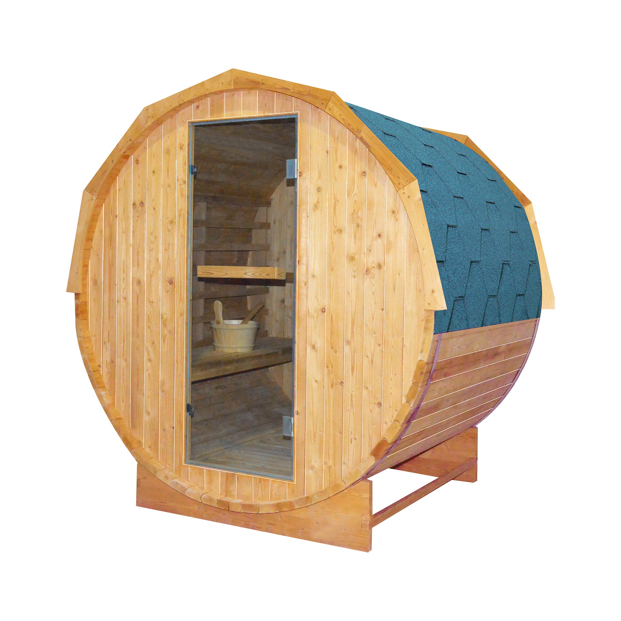 LUCKY ONE Four-Person Carbonized Spruce Outdoor Electric Sauna with Metal Heating Stove #LO-HO3023P