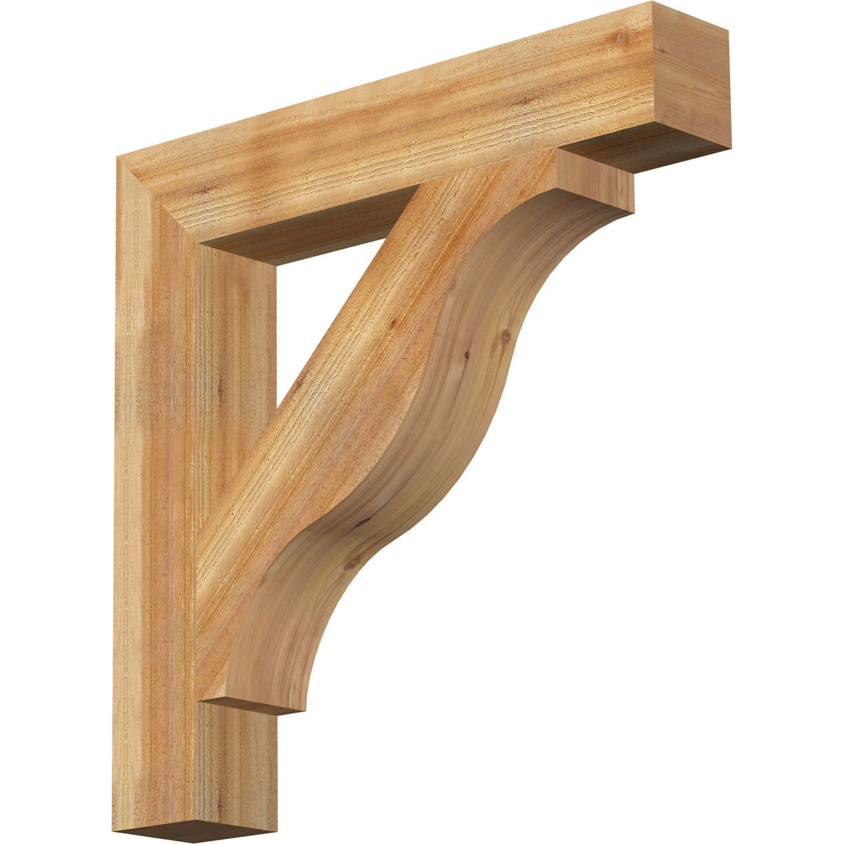 Ekena Millwork BKT06X36X36FST05RWR Funston Block Rough Sawn 6-in x 36-in x 36-in Western red cedar Brown Wood Standard bracket