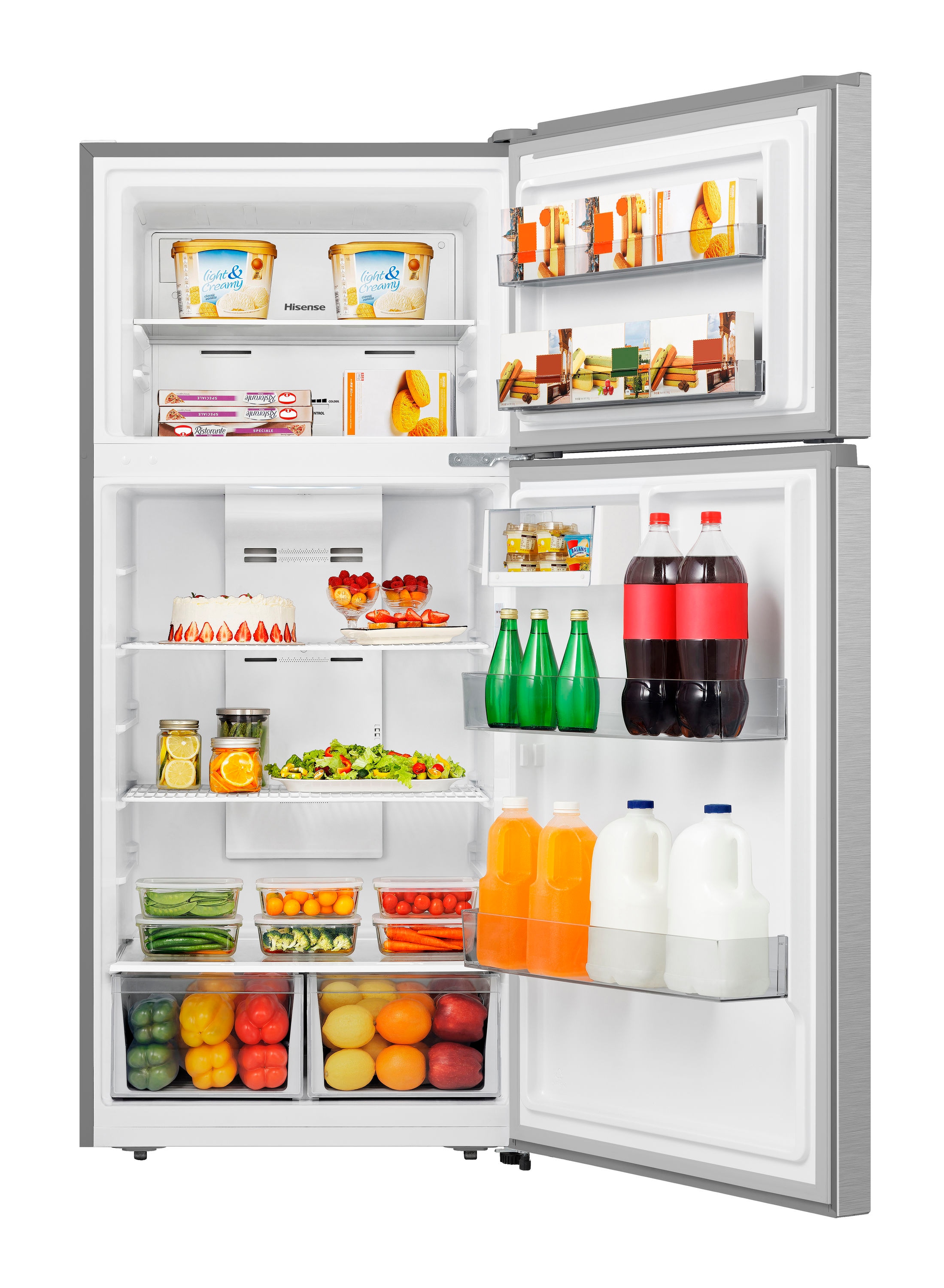 Hisense 18-cu ft Top-Freezer Refrigerator (Stainless Steel Look) at ...