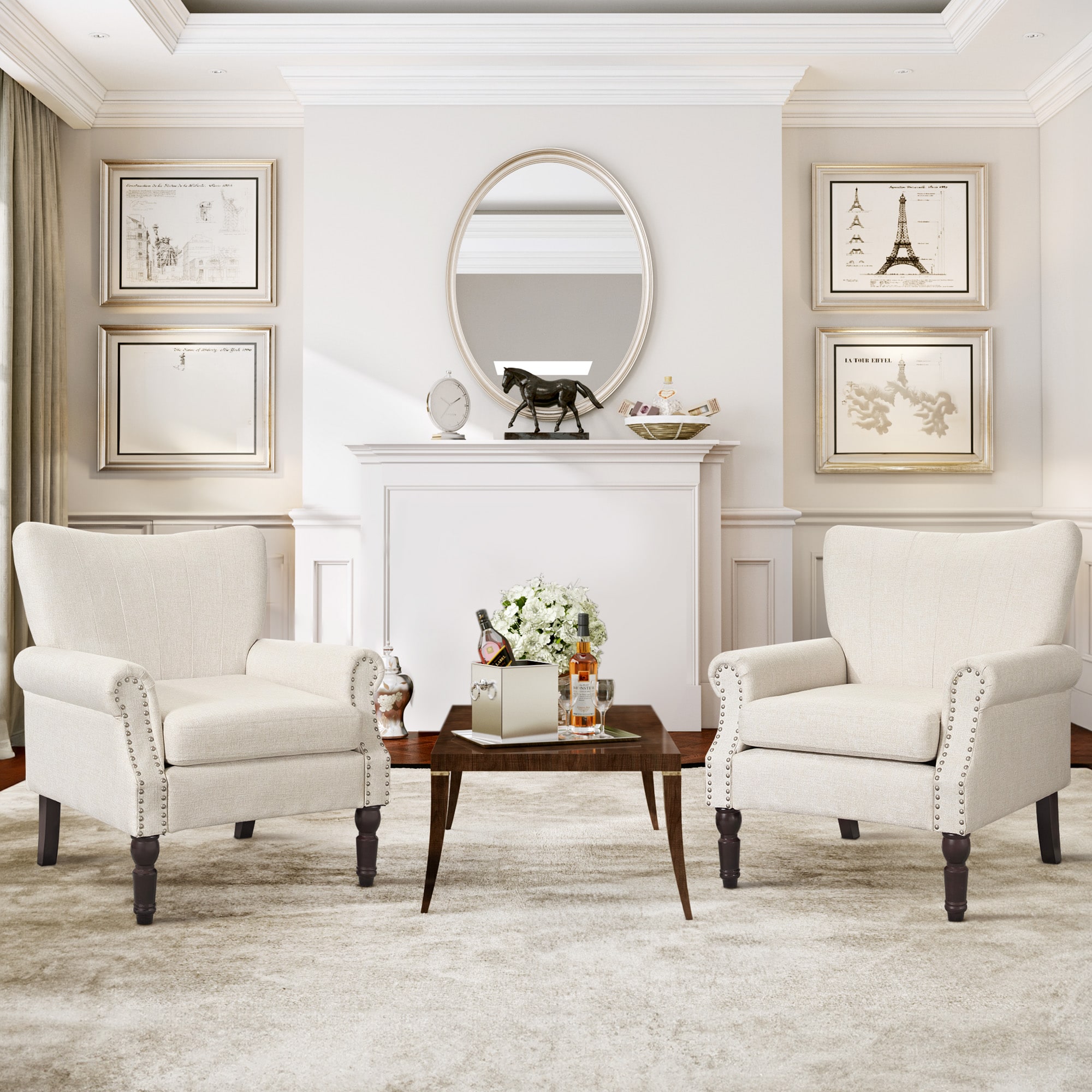 LUE BONA 2YX-006-01LS 2 Modern Beige/Fabric Accent Chair