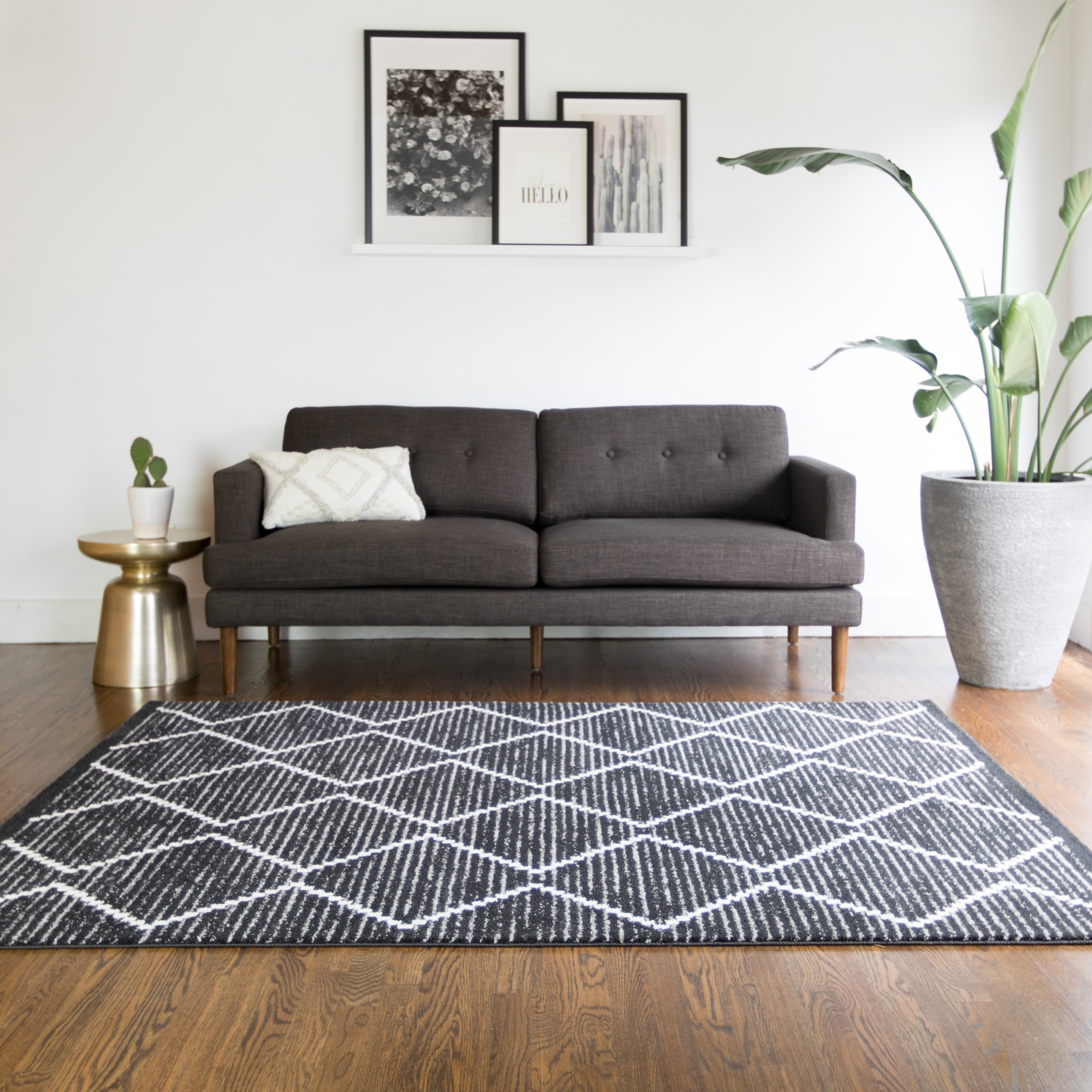 Balta 3090752 Oscar 7 x 9 (ft) Loomed Polypropylene Black Rectangular Indoor Geometric Bohemian/Eclectic Area rug