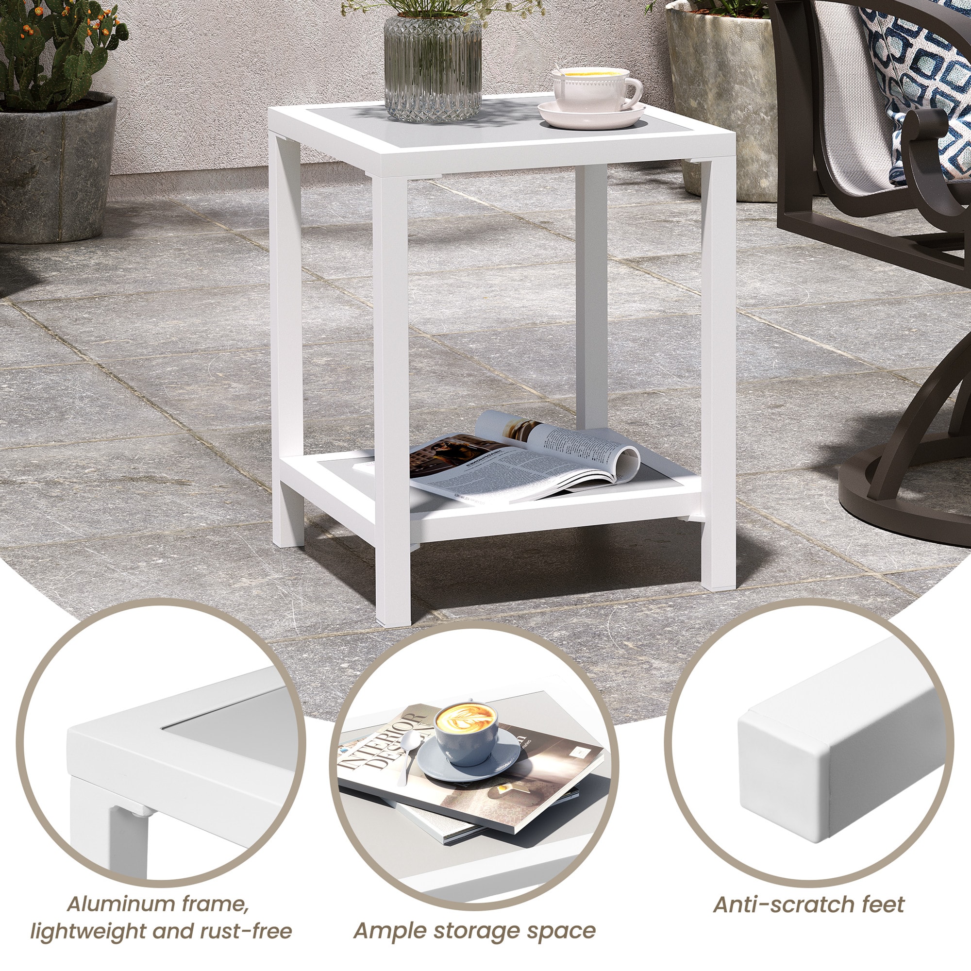 Crestlive Products CL-TB048WHT Patio-Tables - View #6