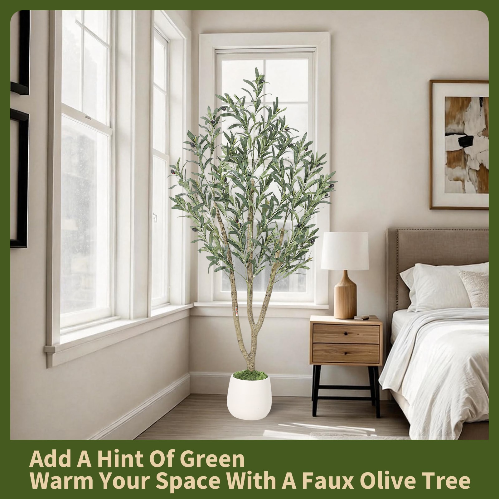 Garvee Artificial Olive Tree Tall Faux Plant Fake Indoor Potted Silk ...