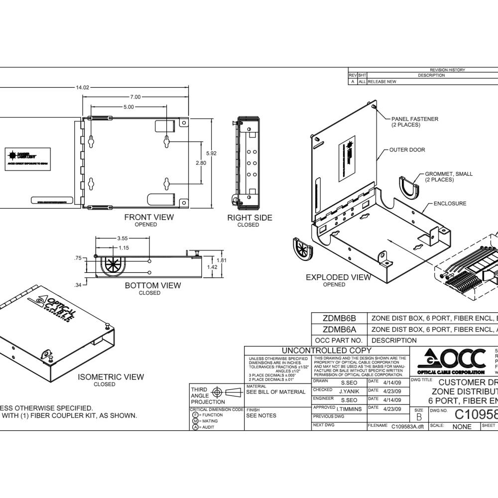  TCNCD376989 Optical Cable OCC-ZDMB6B Fiber Zone Distribution Enclosure