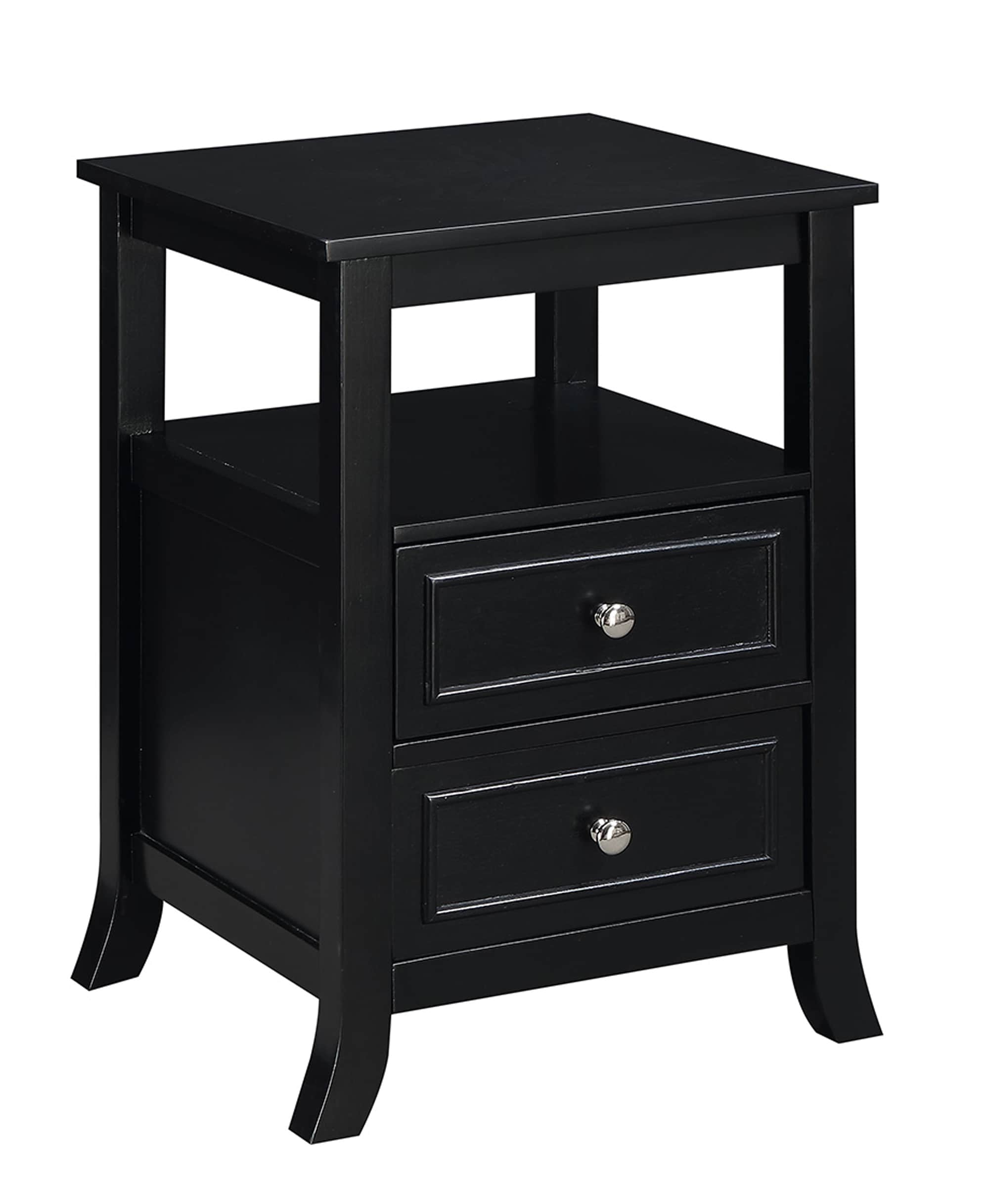 Convenience Concepts R6-304 15.75-in W x 24-in H Black Composite Square Modern End Table with Storage Assembly Required