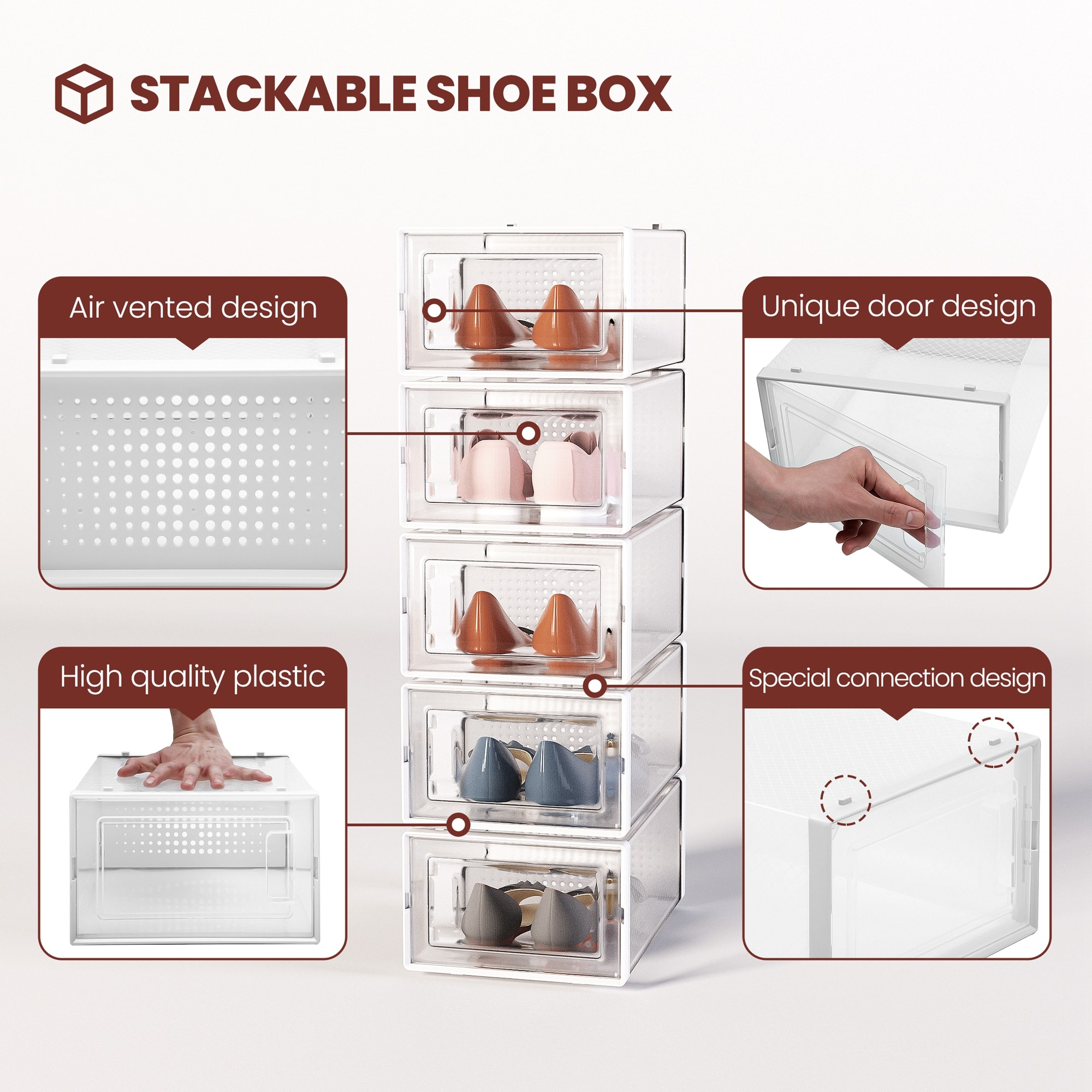 Stackable Shoebox & Organizer, 8-pack