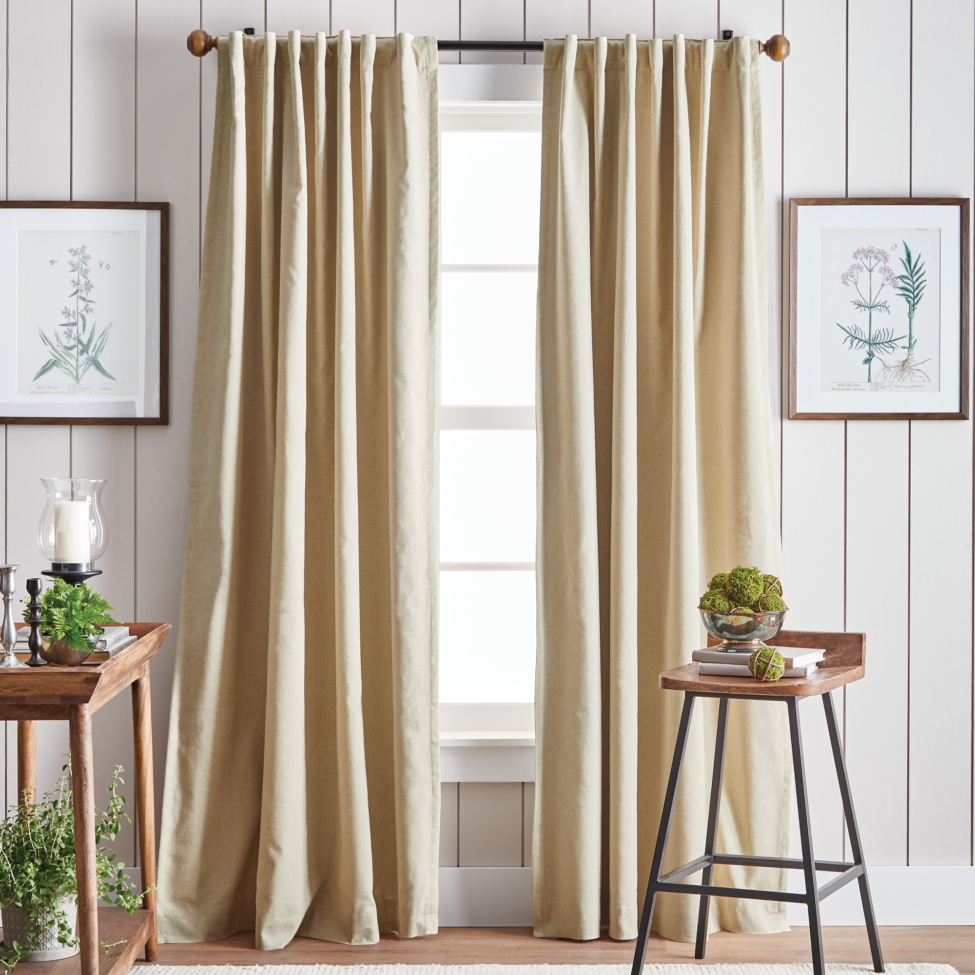 2x Tresil Linen-Blend Curtain Drapes Window Panel Home Household Floral Green 
