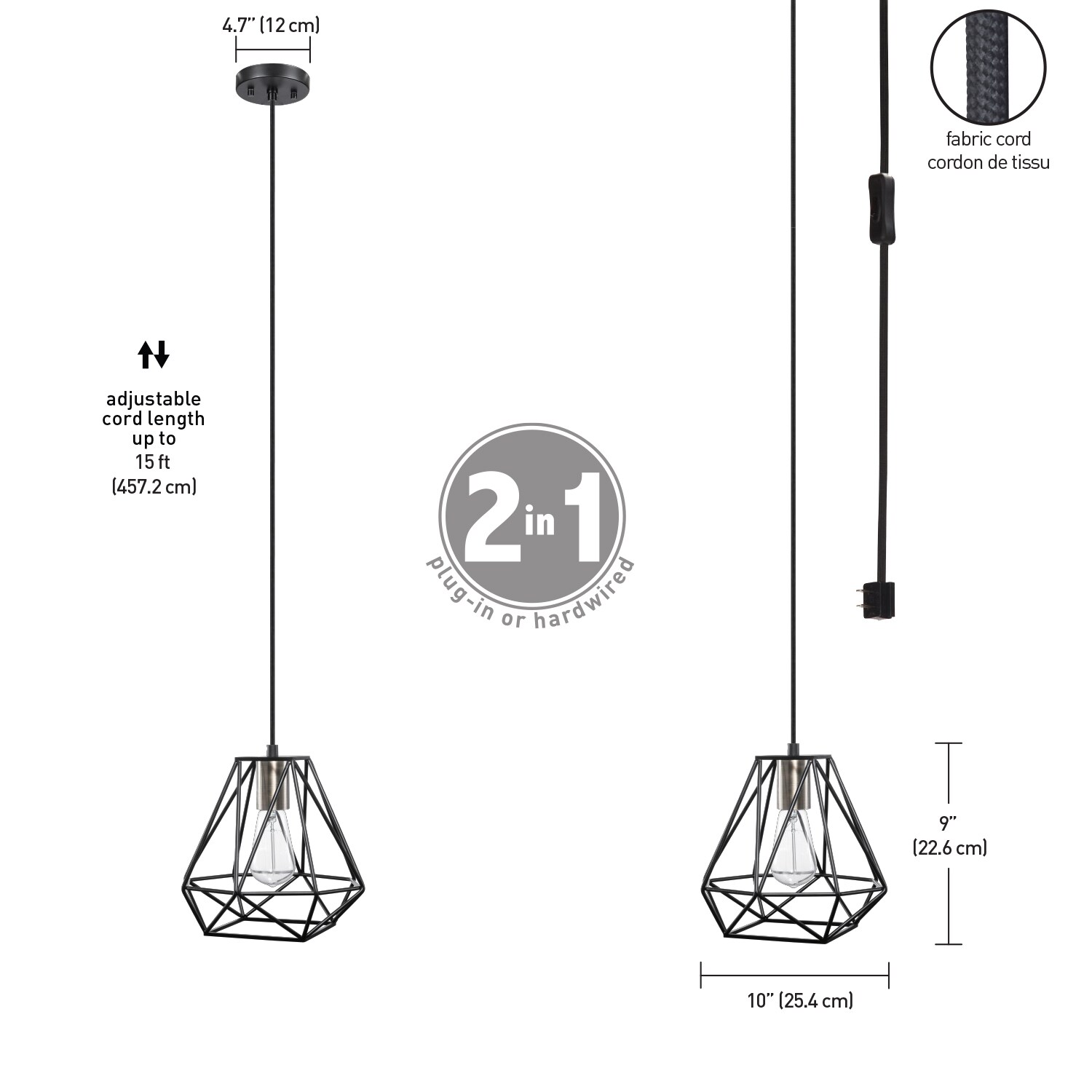Sansa Dark Bronze Geometric Cage Pendant Light