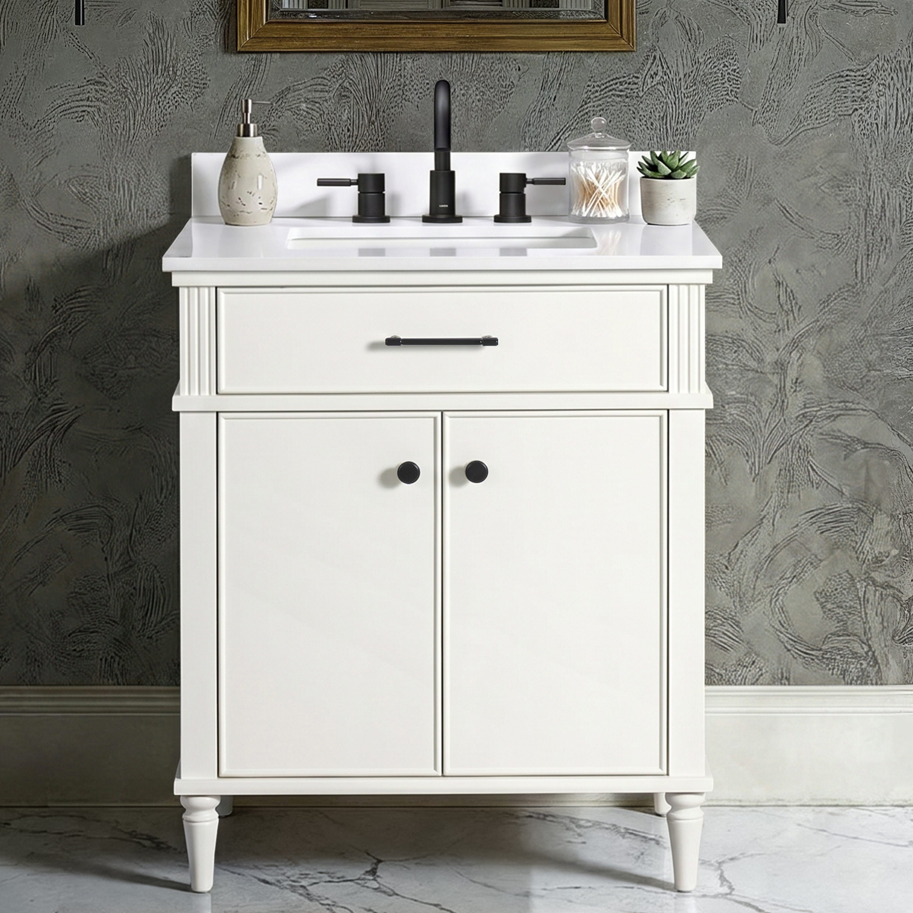 allen + roth Valenfort Undermount Single Sink Bathroom Vanity with White Quartz Top (Fully Assembled)