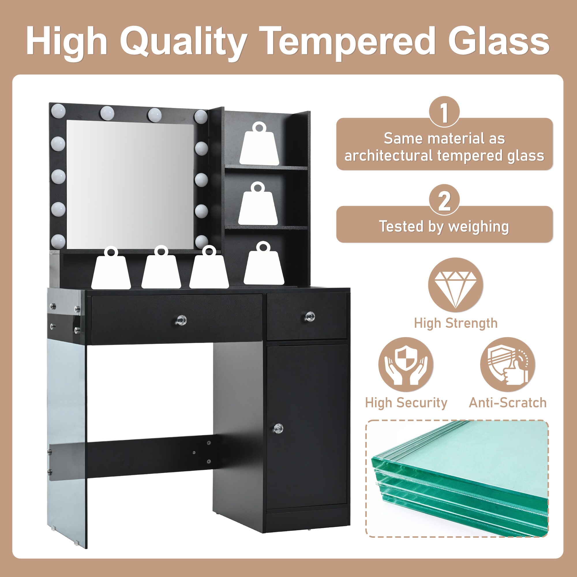 SINOFURN SYD250007WT Bedroom-Vanities - View #3