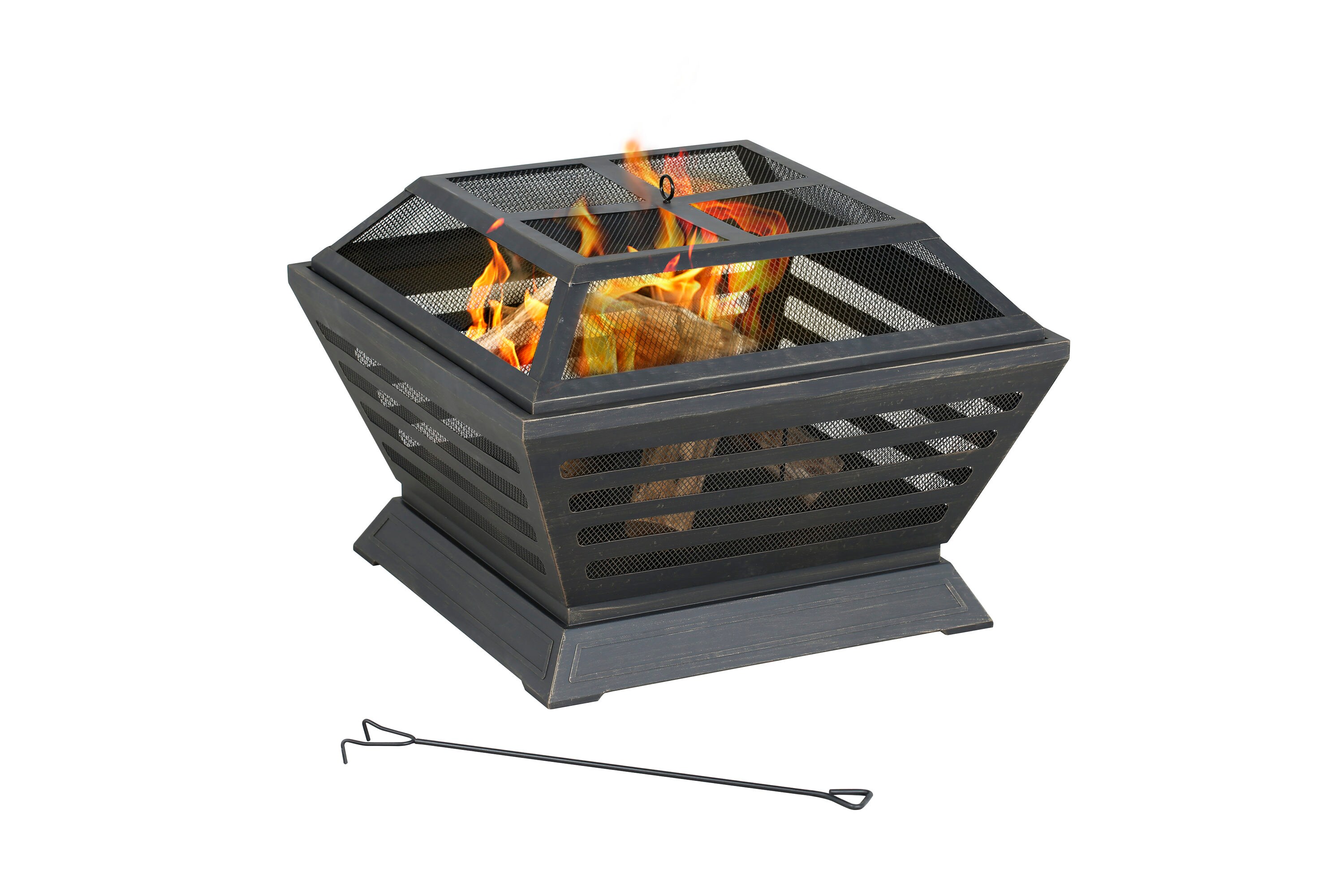 Style Selections 30-in W Black Steel Wood-Burning Fire Pit in the Wood ...