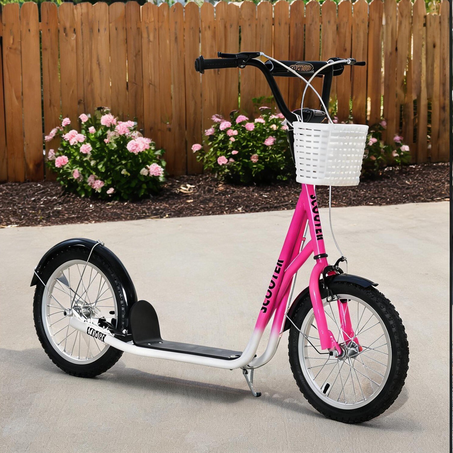 FlowLuxe Adjustable Design Kids Scooters in Pink 139.1 x 57.8 x 95.9 in with Metal Frame