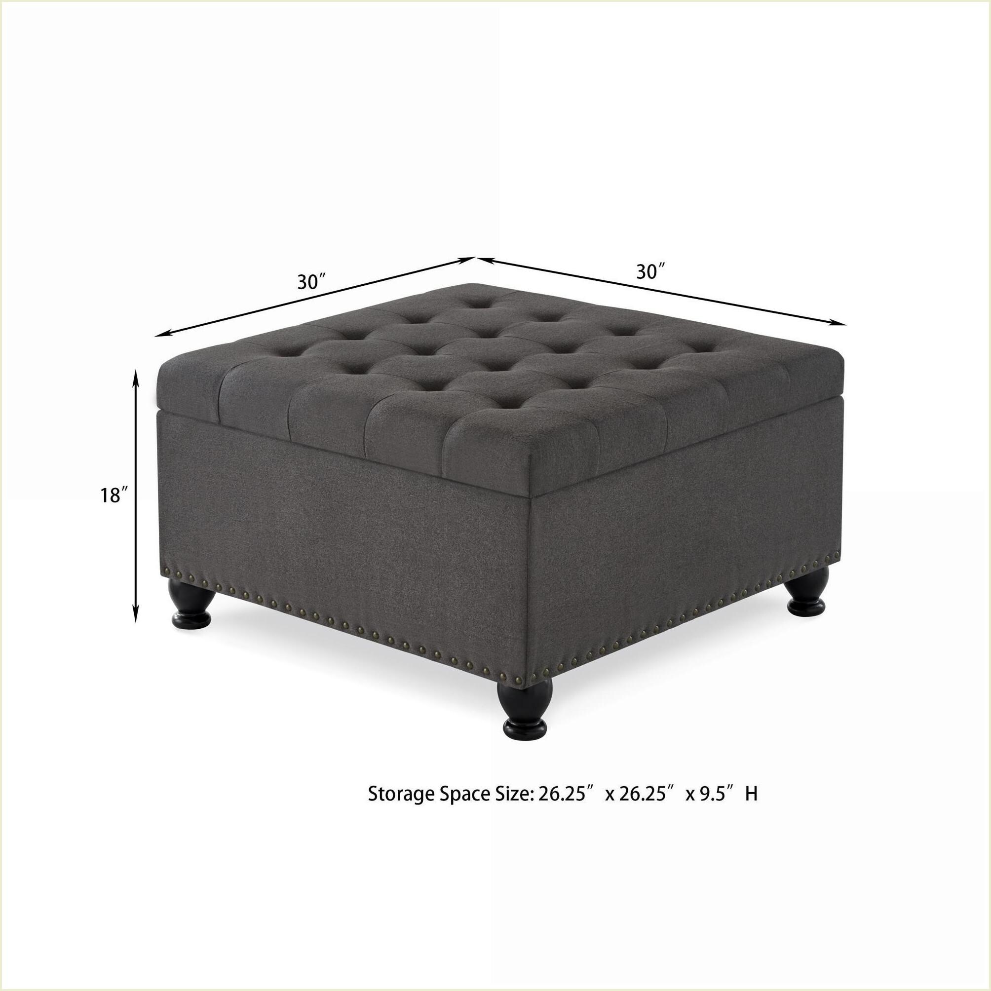 Watnature Ottoman 30x30 Charcoal Gray Storage Ottoman with Button ...