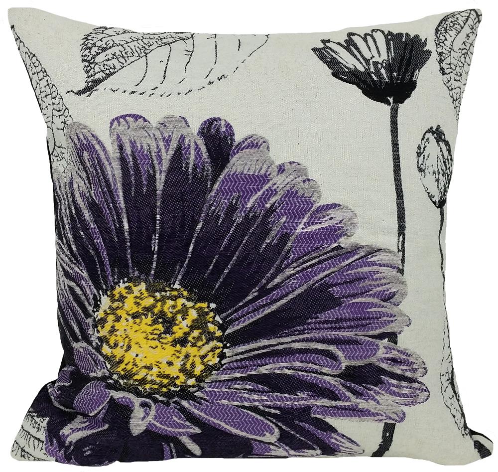 MANOR LUXE ML14938PURPLEFEATHER Flower 18-in x 18-in Purple Square Indoor Decorative Pillow
