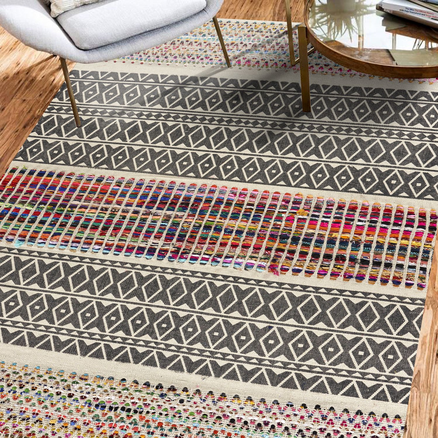 LR Home 5445A8084934J8 5 X 7 (ft) Indoor Stripe Area Rug