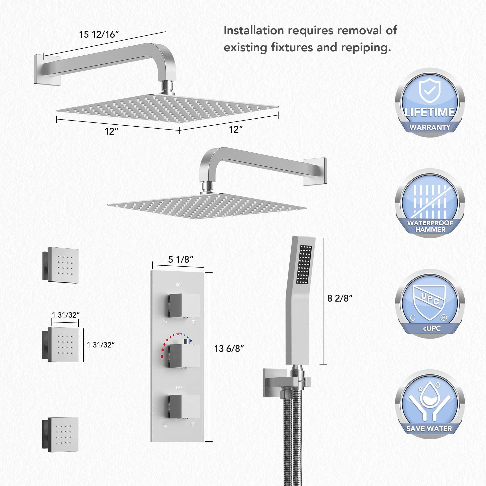 EVERSTEIN SFS-1068-NK12 Tub-Shower-Faucets - View #10