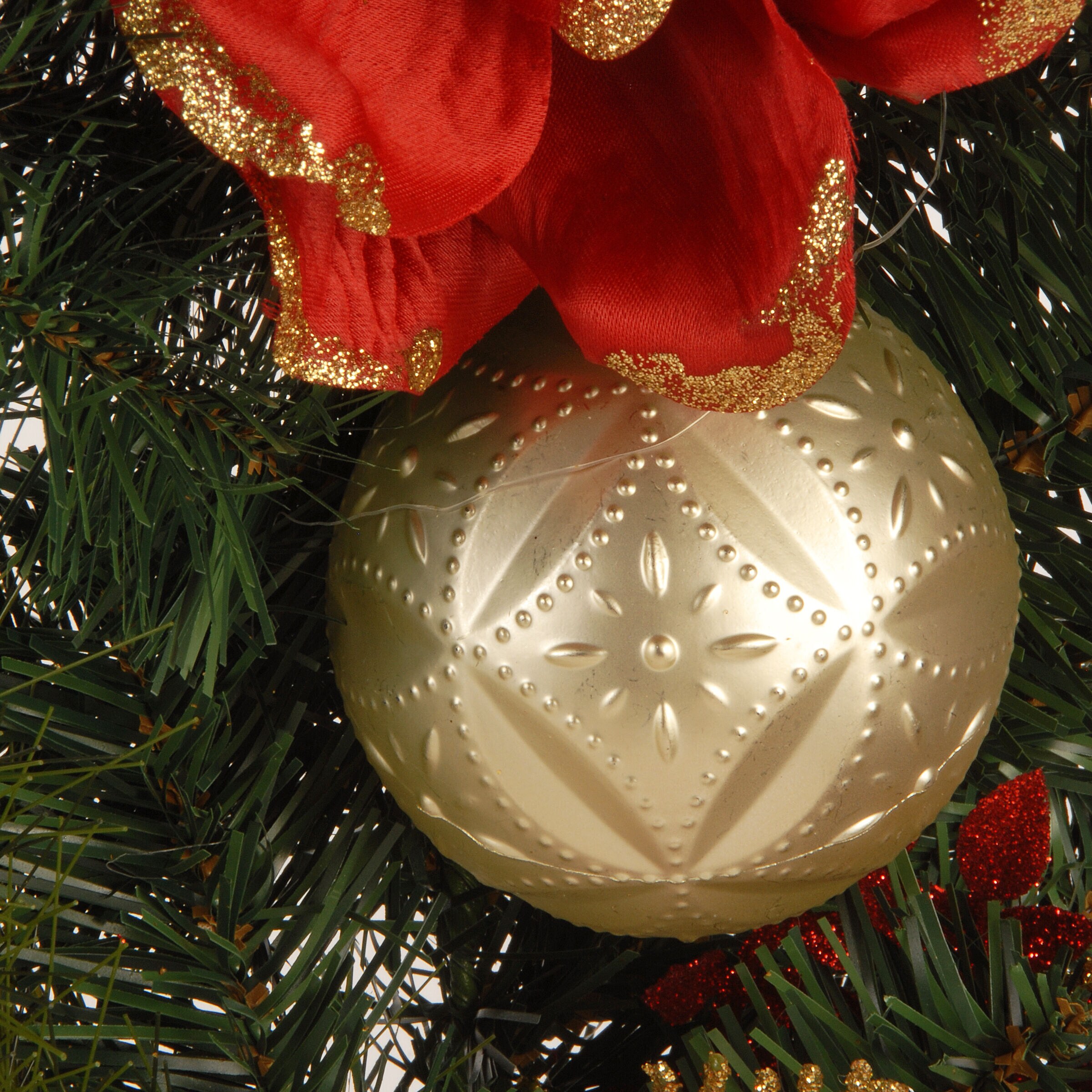 6 ft. Red and Gold Burlap Christmas Garland