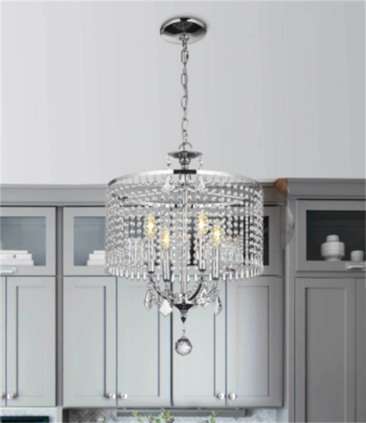 DEELIGHT D0102LJWH7S23P-ZY Chandelier 4 -Light Nickel Modern/contemporary For Use in Bedrooms, Dining Rooms, Foyers, Kitchens, Living Rooms Chandelier