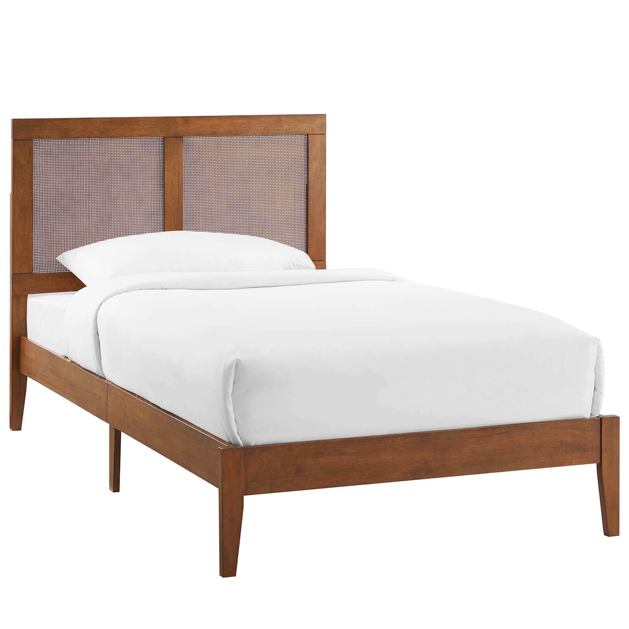  Sirocco Rattan and Wood Twin Platform Bed in Walnut