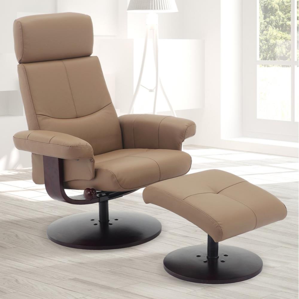 beige leather swivel recliner