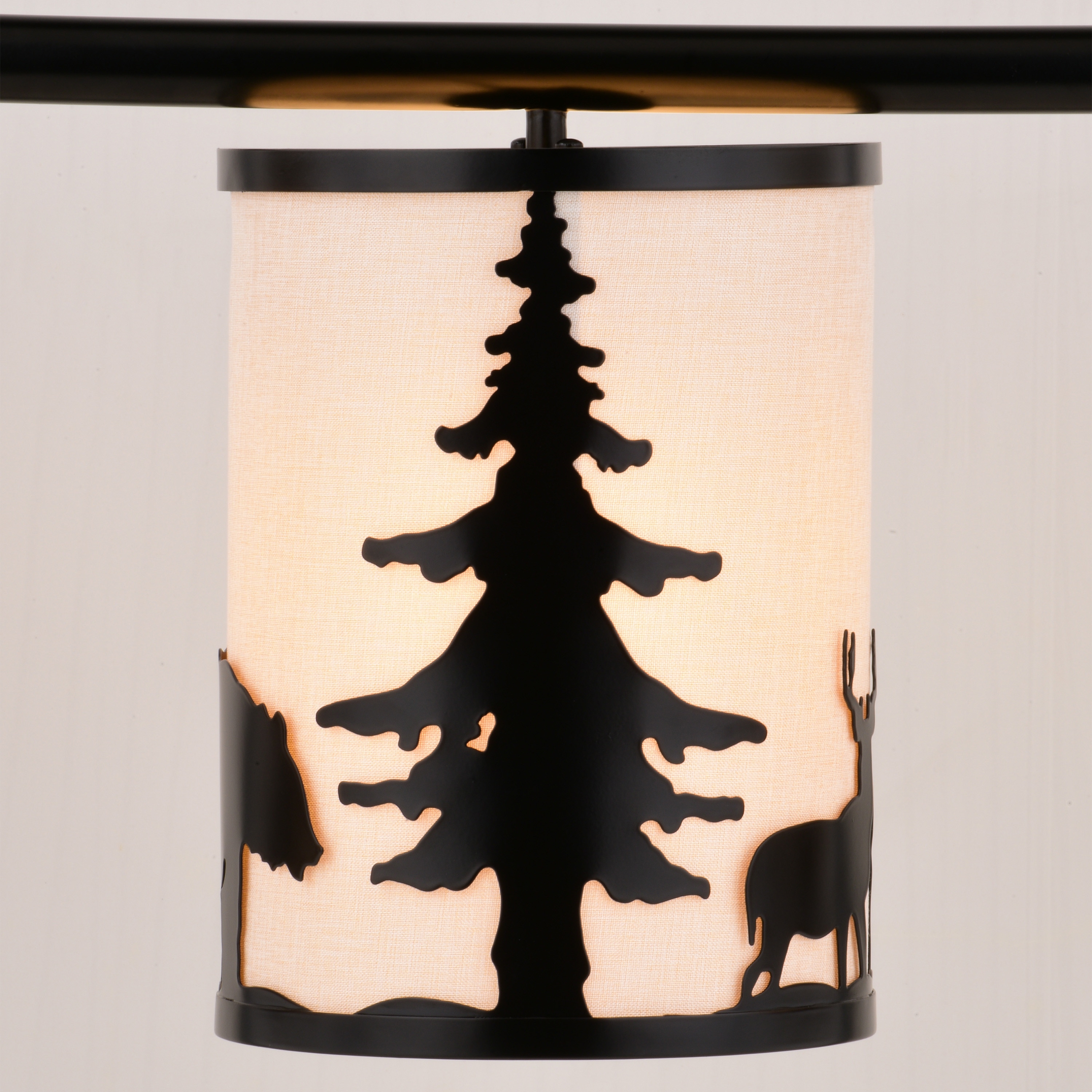 Acadia Bronze 3-Light Rustic Linear Chandelier with Linen Shades